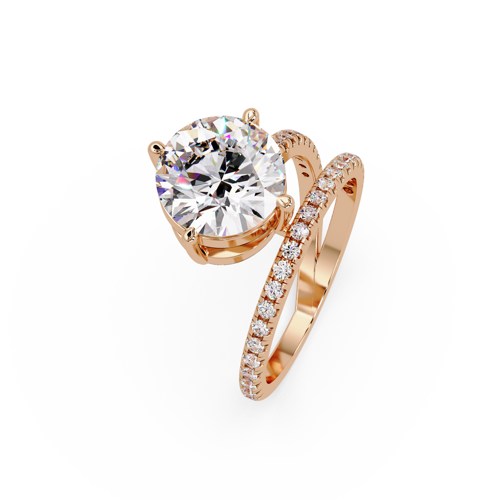 Round Cut Diamond Split Shank Engagement Ring