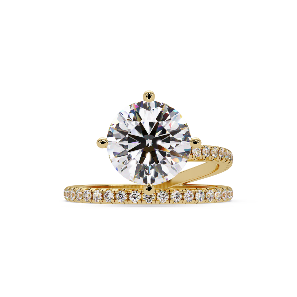 Round Cut Diamond Split Shank Engagement Ring