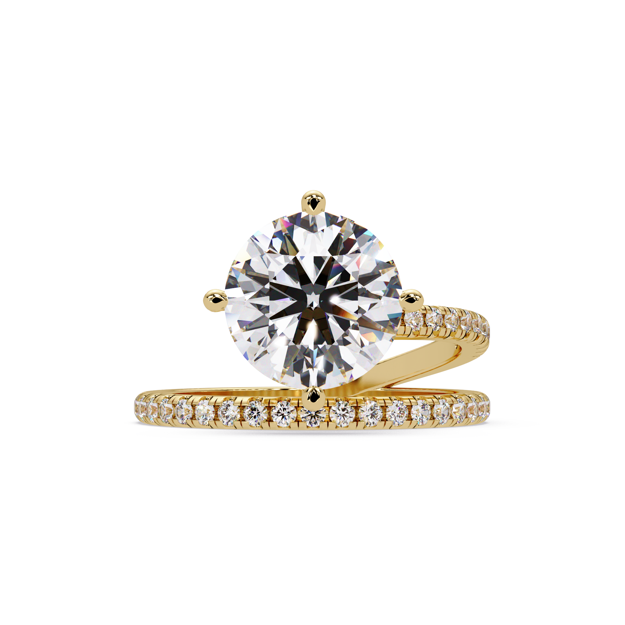 Round Cut Diamond Split Shank Engagement Ring