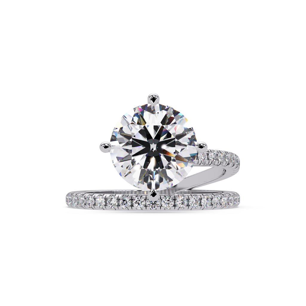 Round Cut Diamond Split Shank Engagement Ring