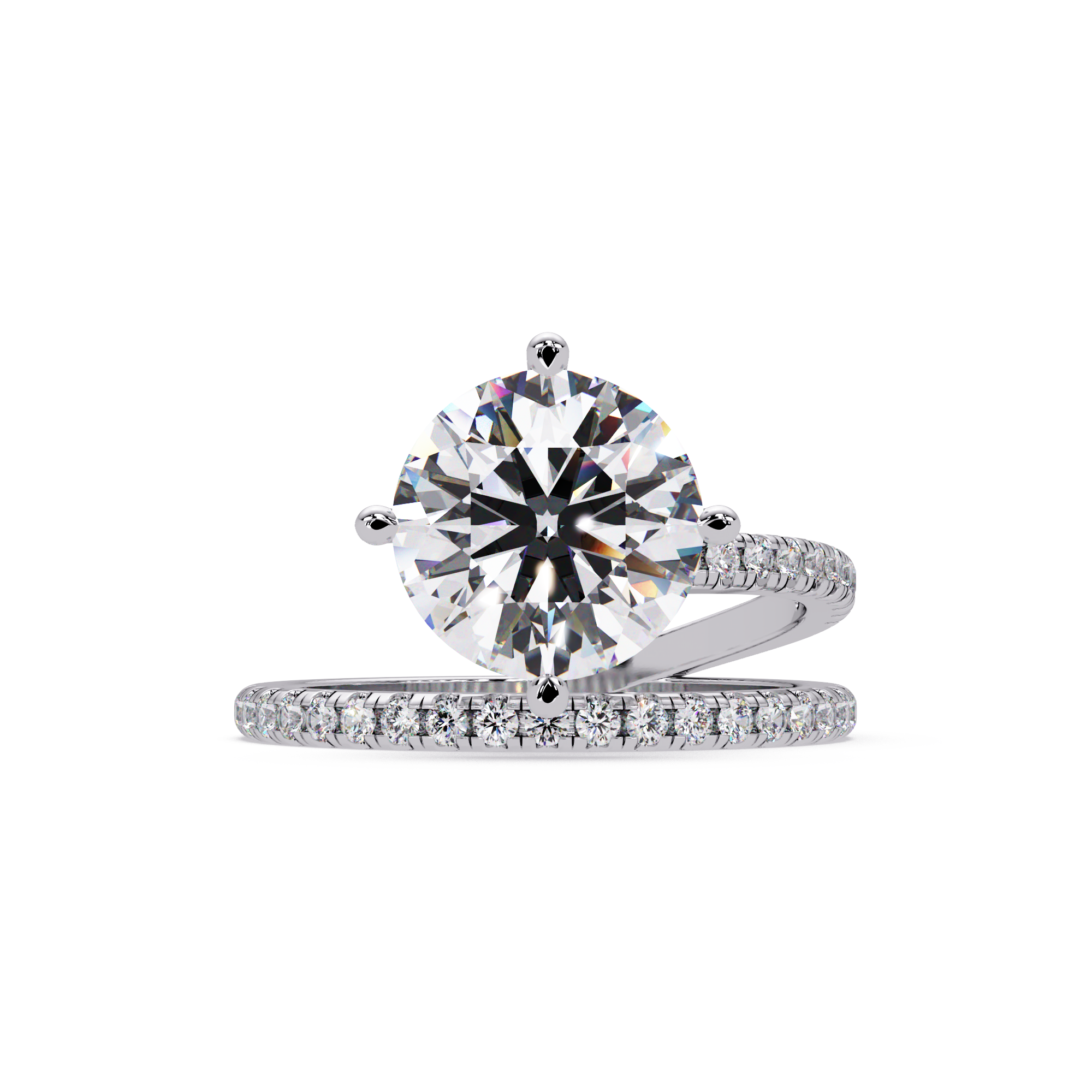 Round Cut Diamond Split Shank Engagement Ring