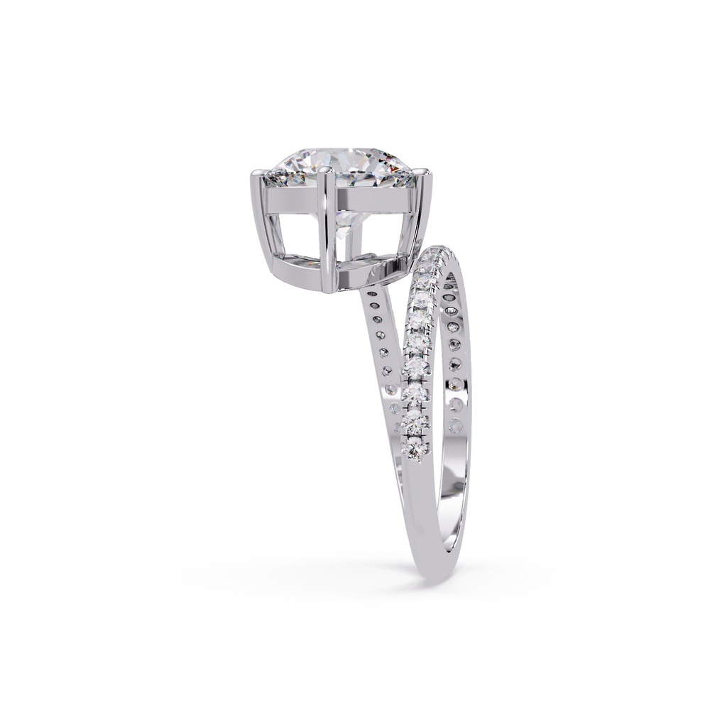 Round Cut Diamond Split Shank Engagement Ring