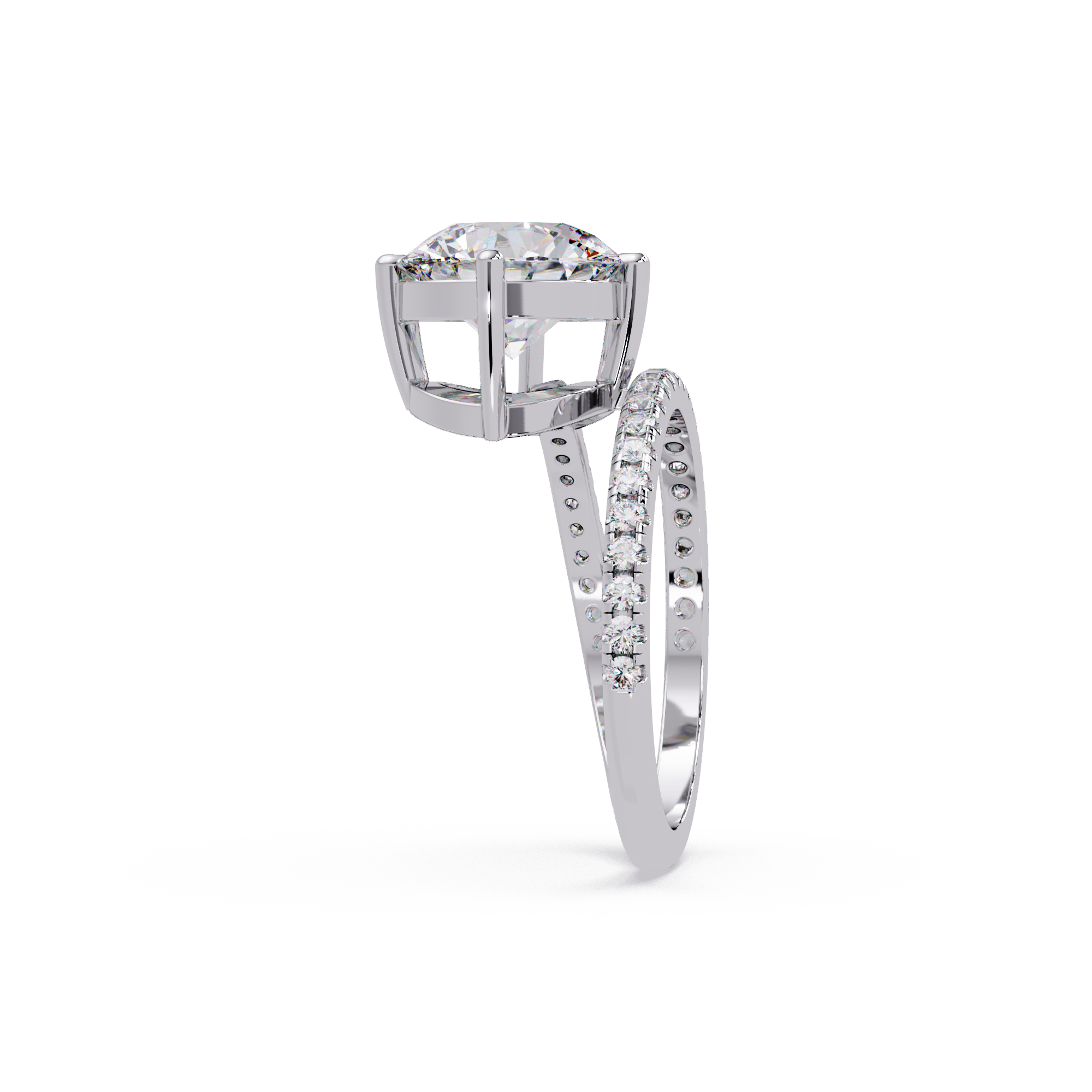 Round Cut Diamond Split Shank Engagement Ring