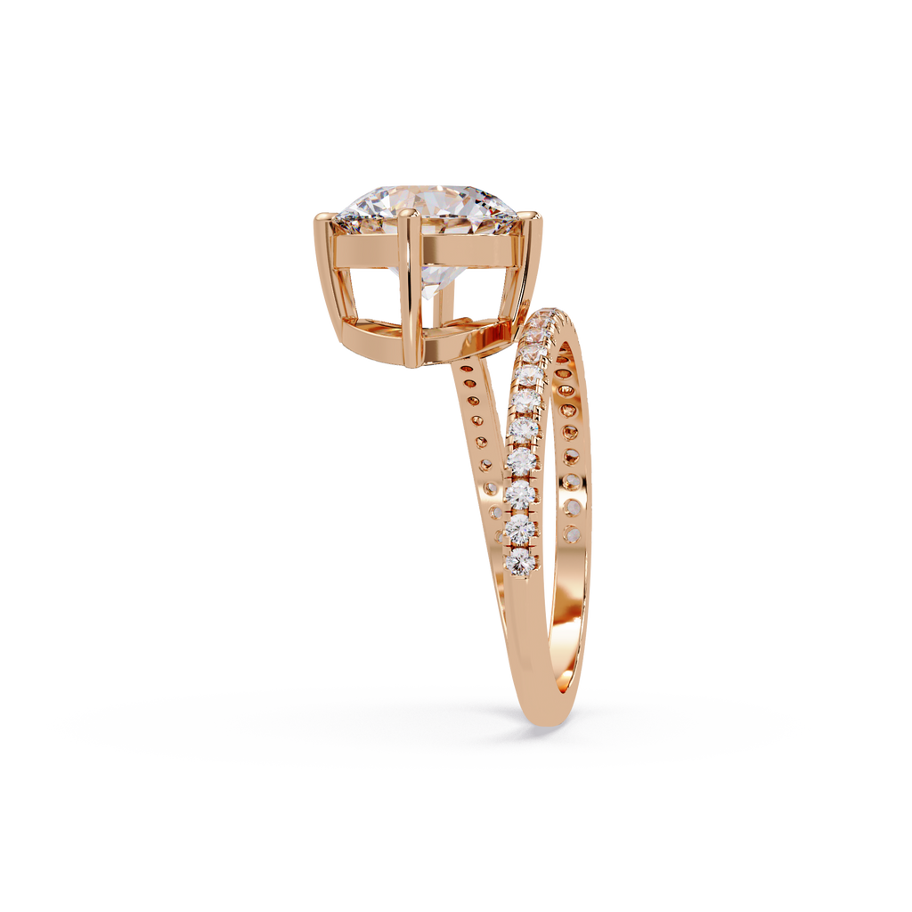 Round Cut Diamond Split Shank Engagement Ring