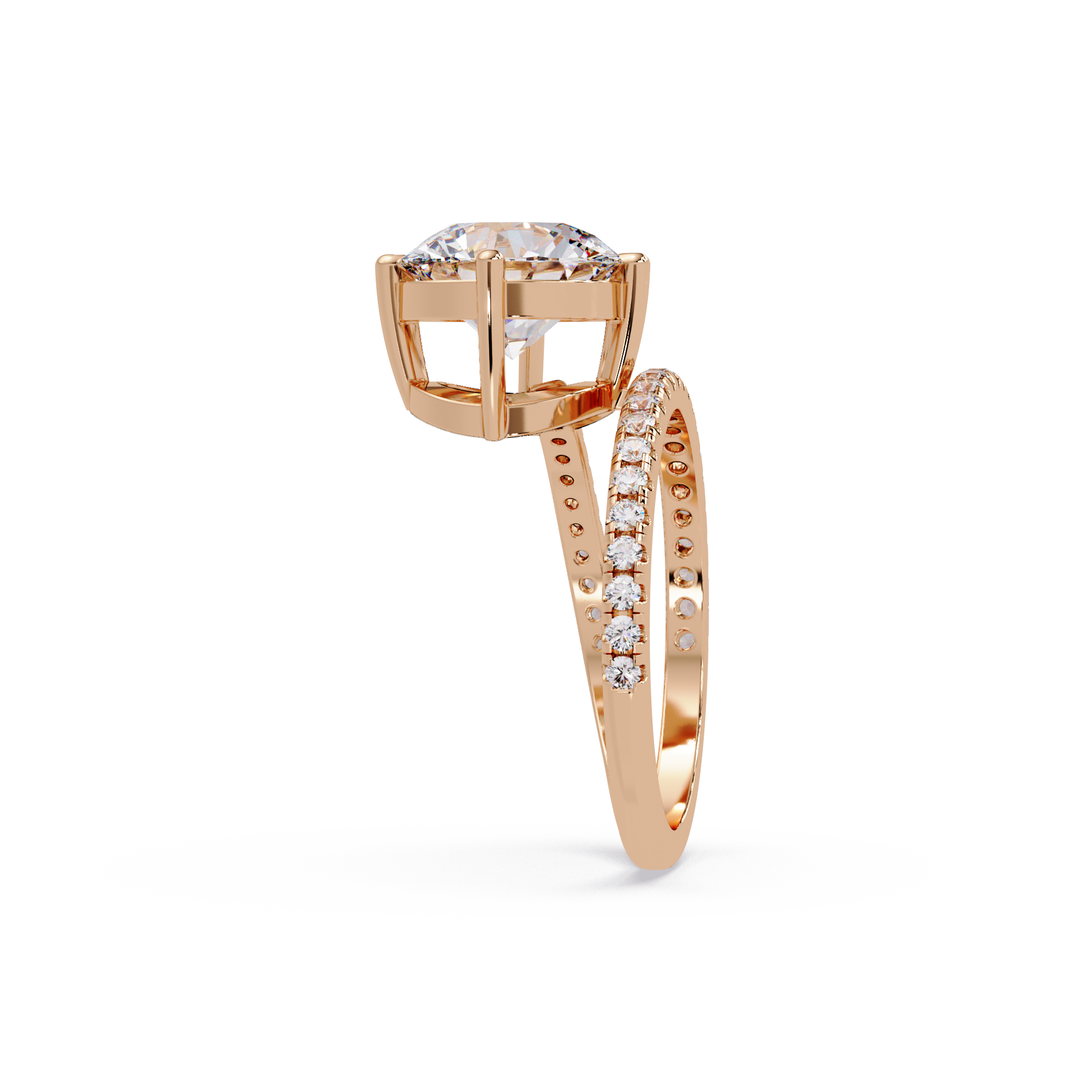 Round Cut Diamond Split Shank Engagement Ring