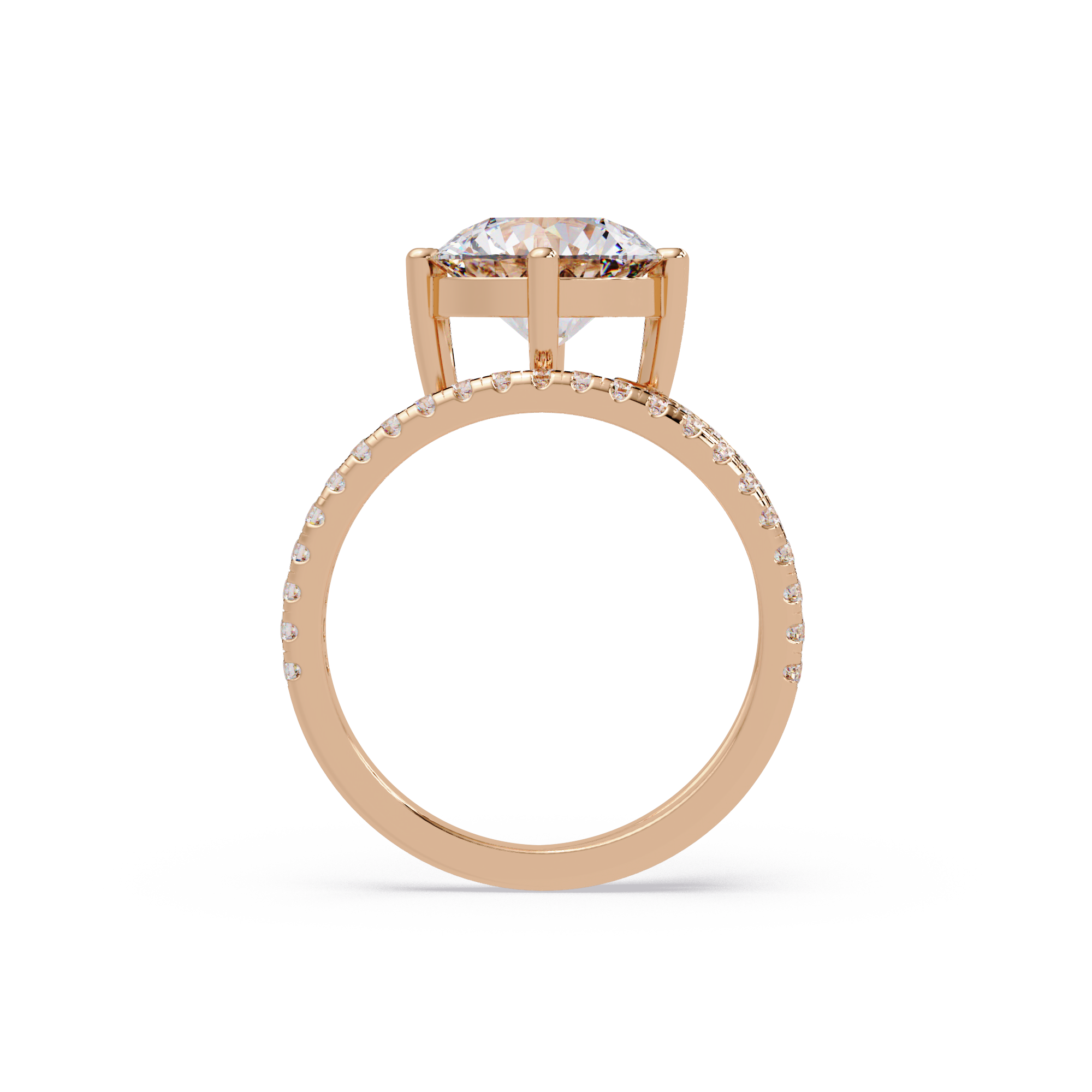 Round Cut Diamond Split Shank Engagement Ring
