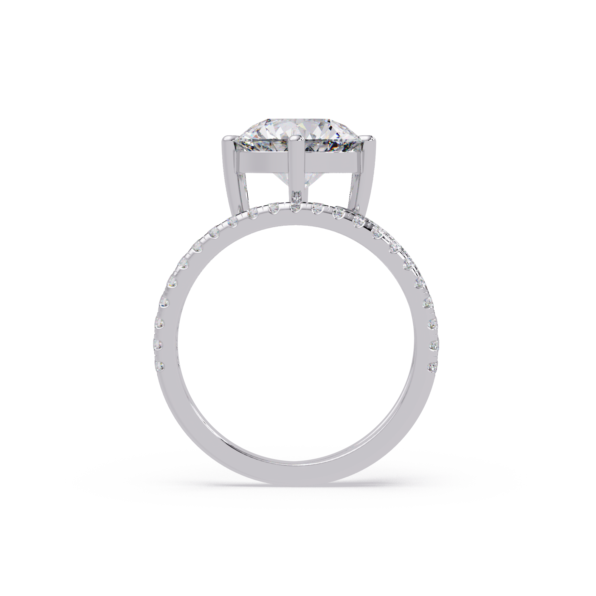 Round Cut Diamond Split Shank Engagement Ring