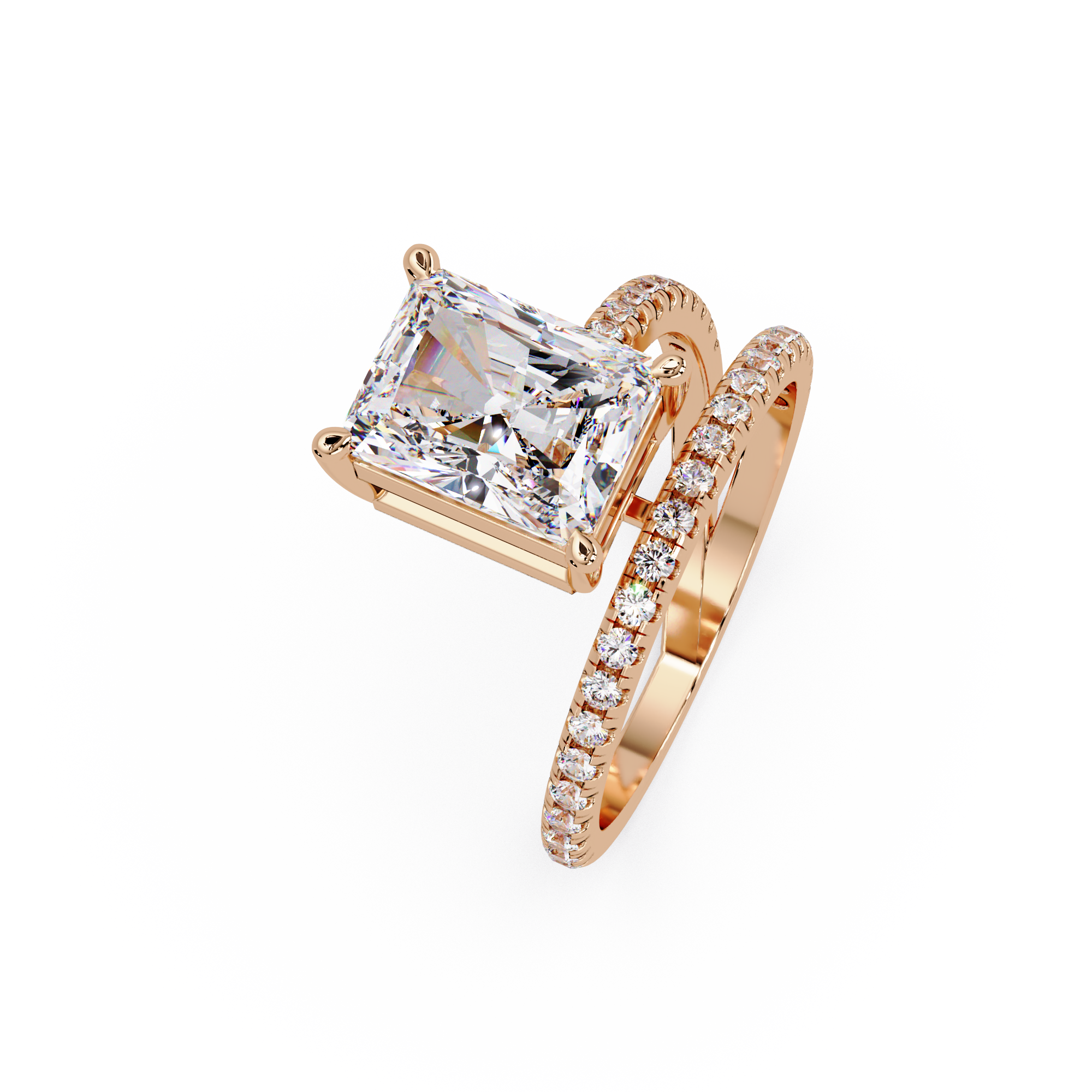 Radiant Cut Diamond Split Shank Engagement Ring