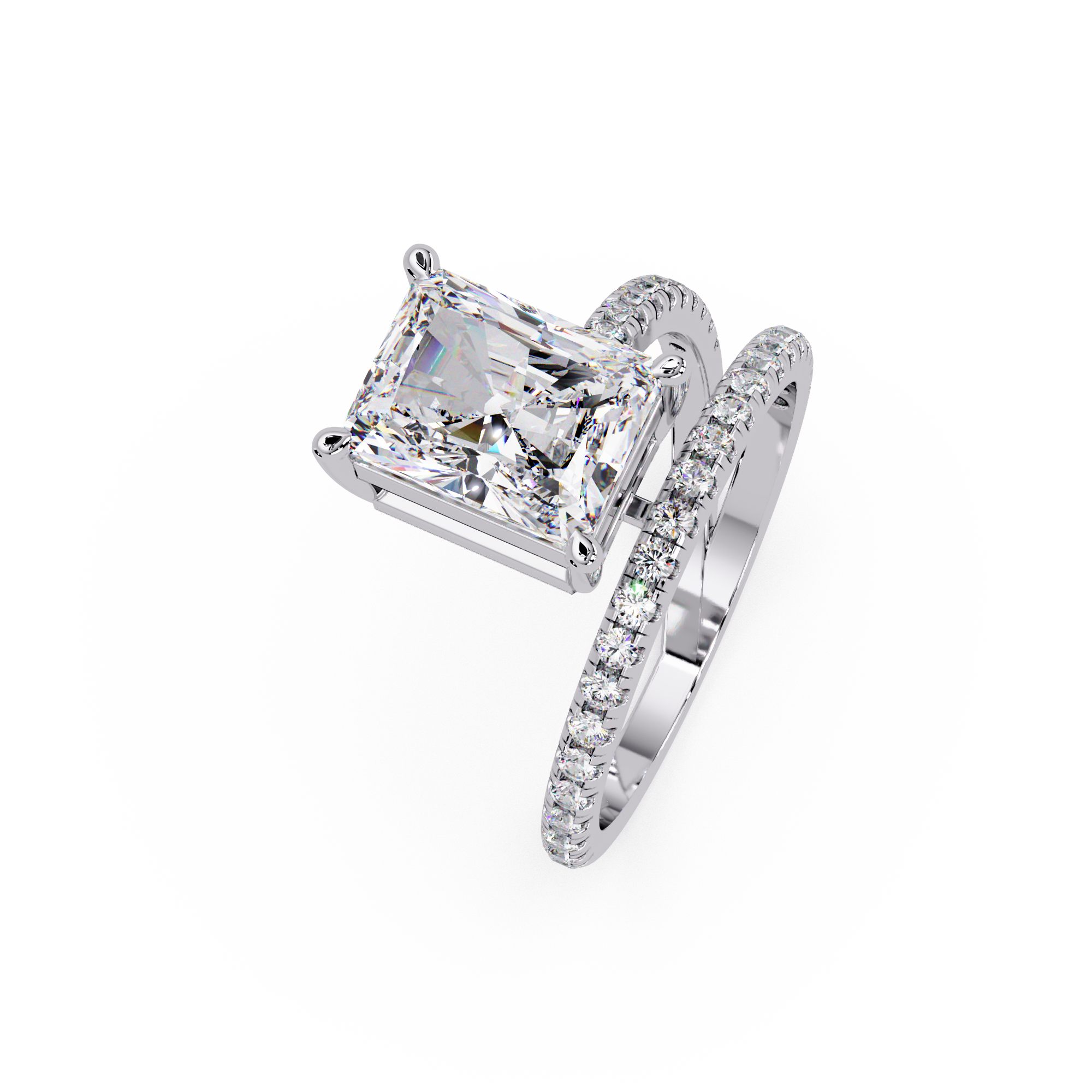 Radiant Cut Diamond Split Shank Engagement Ring