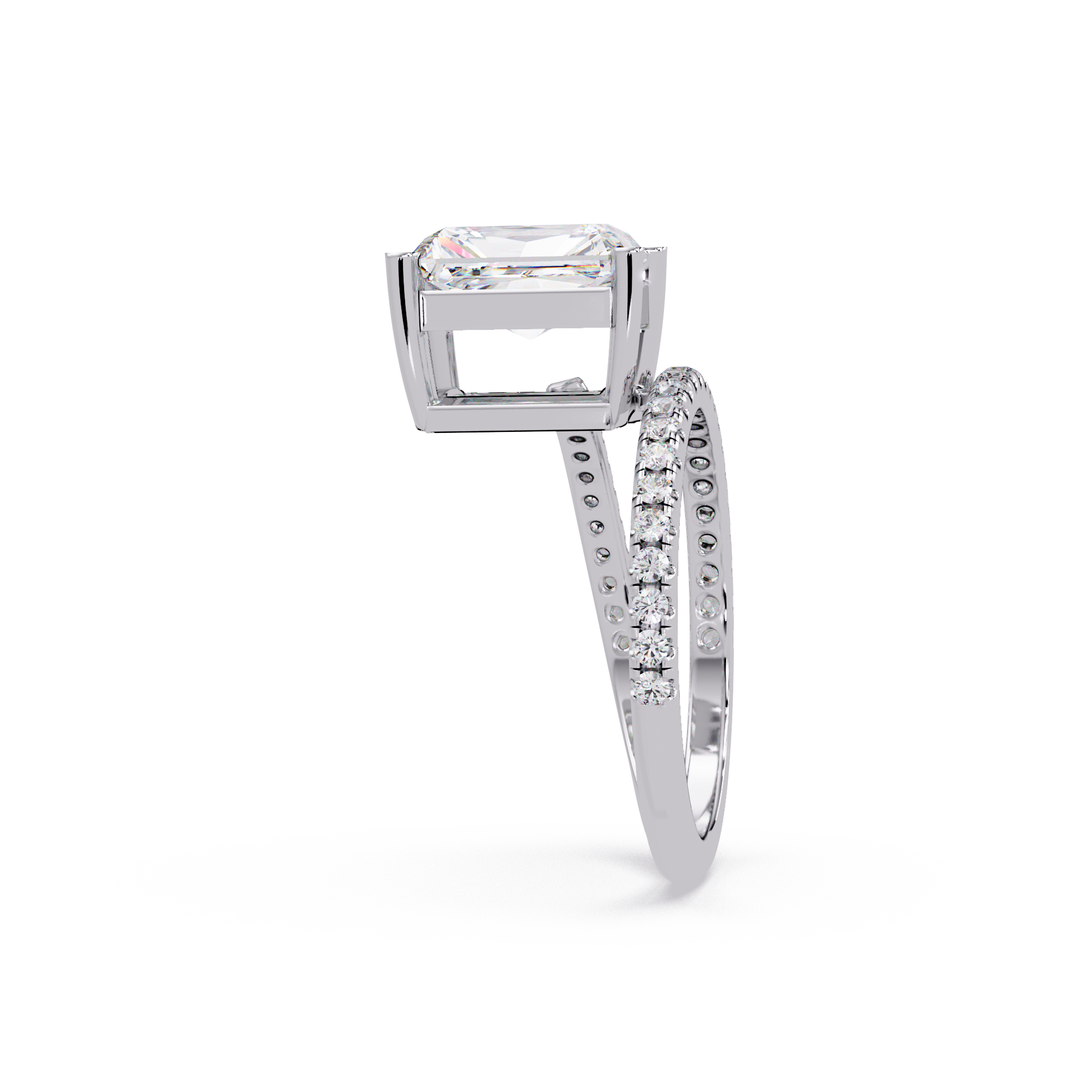 Radiant Cut Diamond Split Shank Engagement Ring