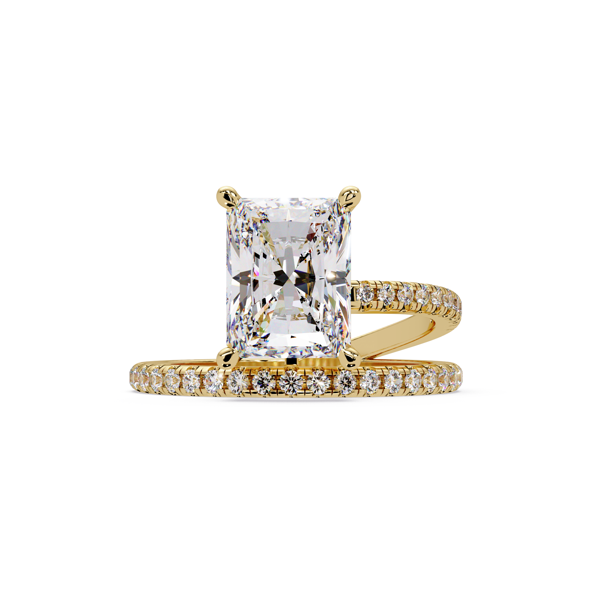 Radiant Cut Diamond Split Shank Engagement Ring