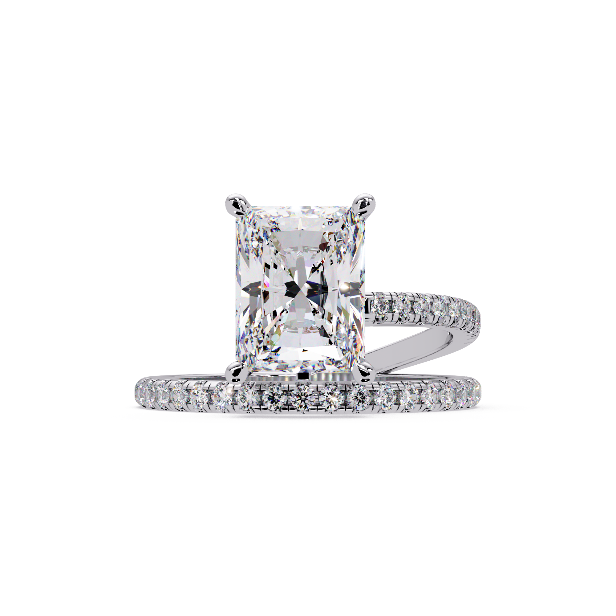 Radiant Cut Diamond Split Shank Engagement Ring