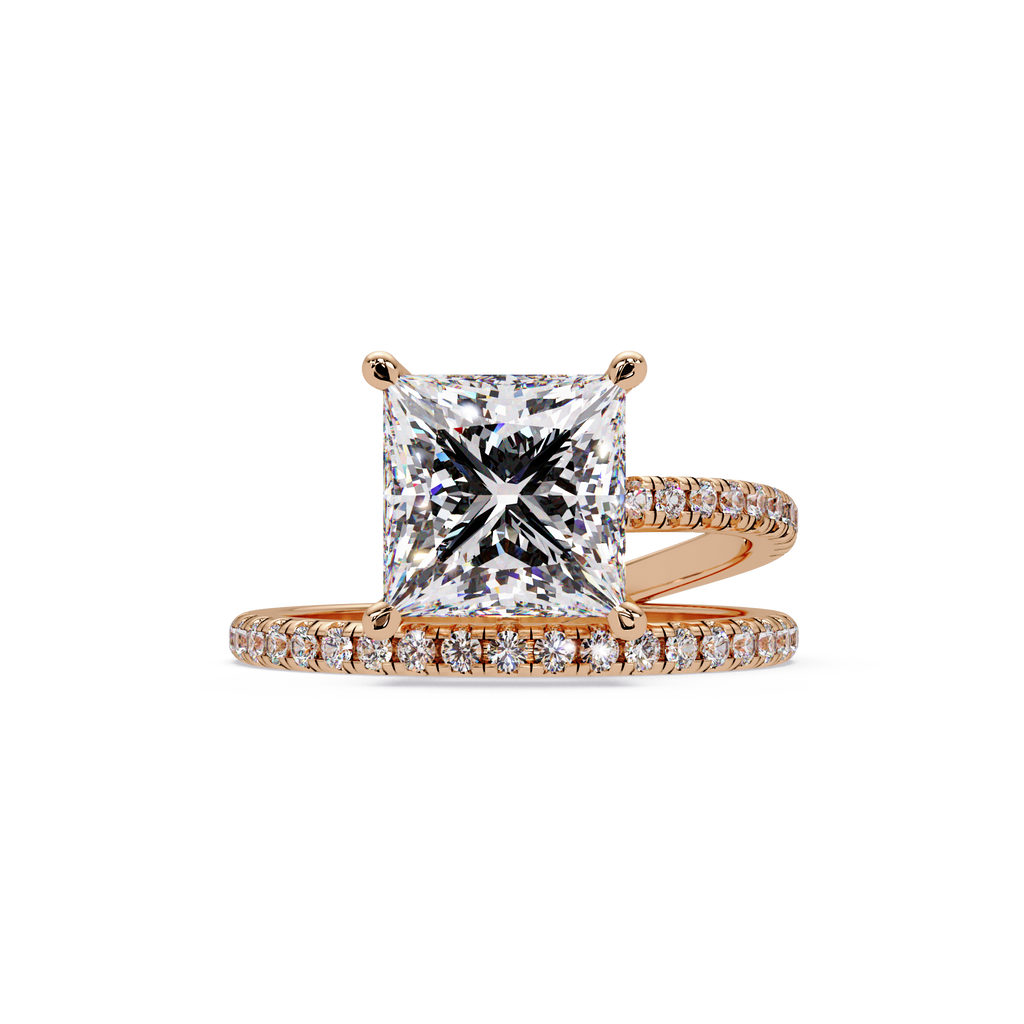 Princess Cut Diamond Split Shank Engagement Ring