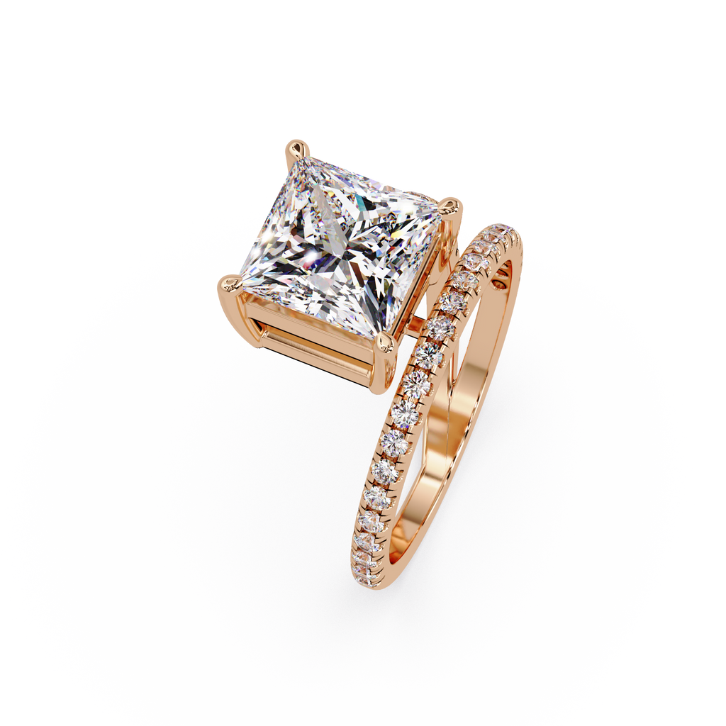 Princess Cut Diamond Split Shank Engagement Ring