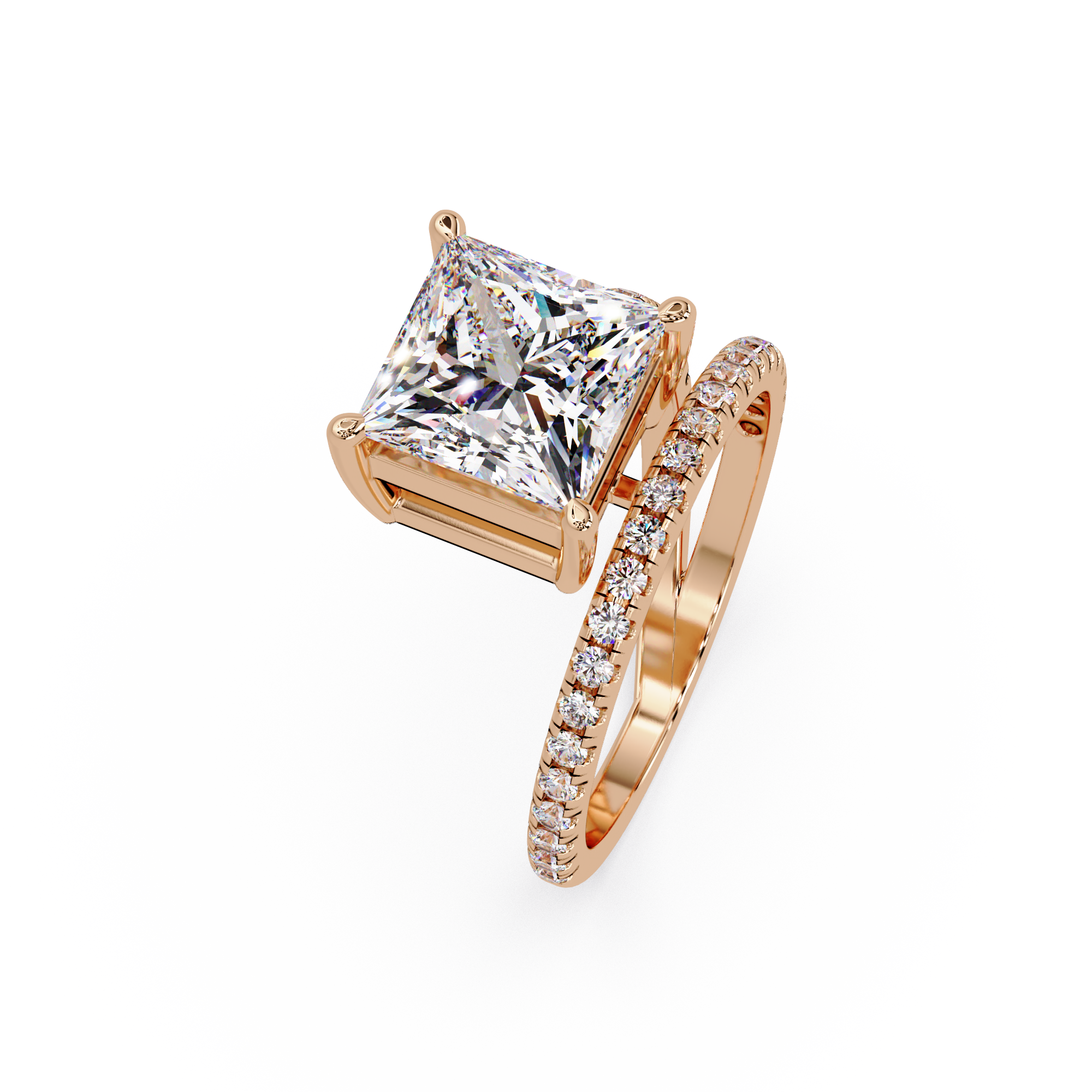 Princess Cut Diamond Split Shank Engagement Ring