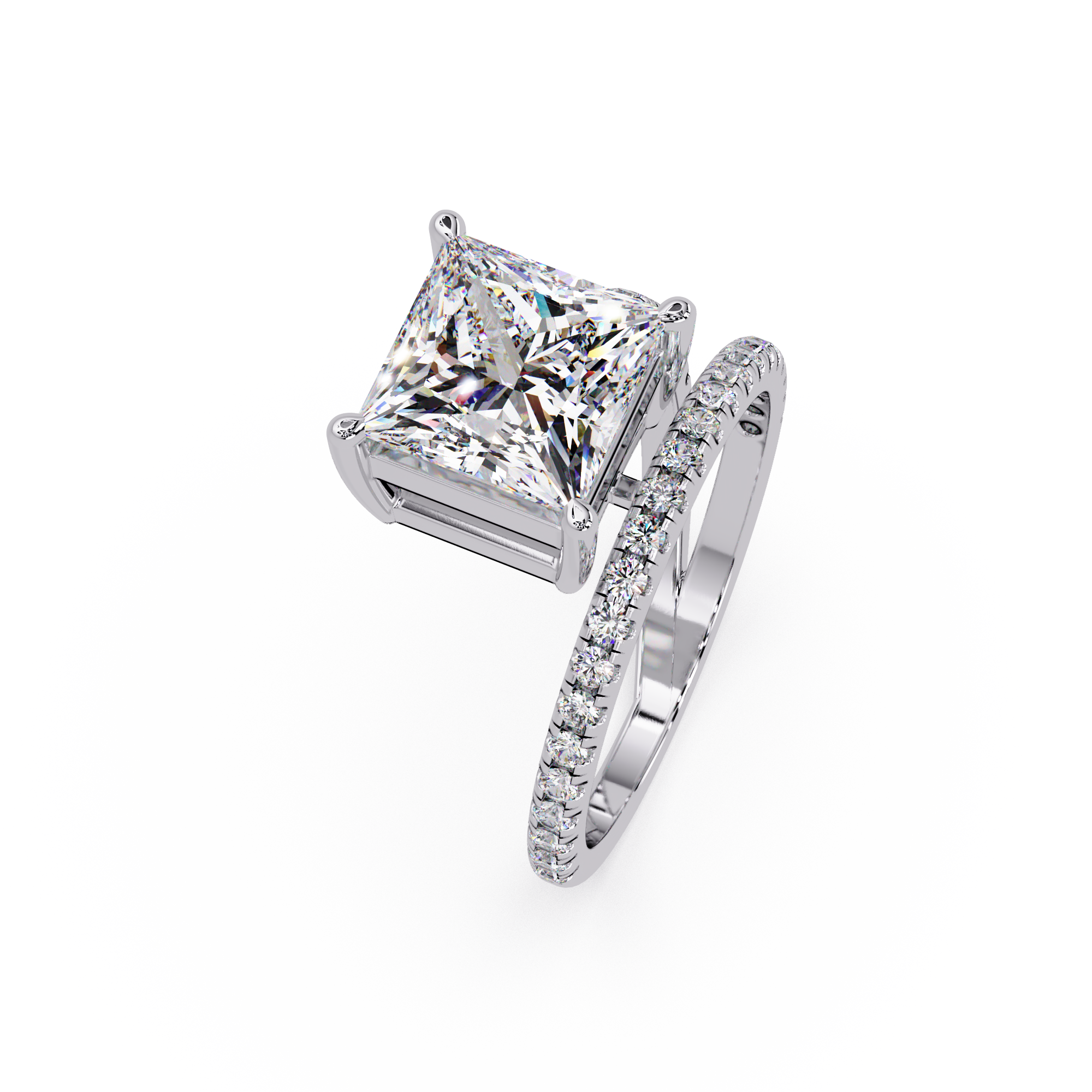 Princess Cut Diamond Split Shank Engagement Ring