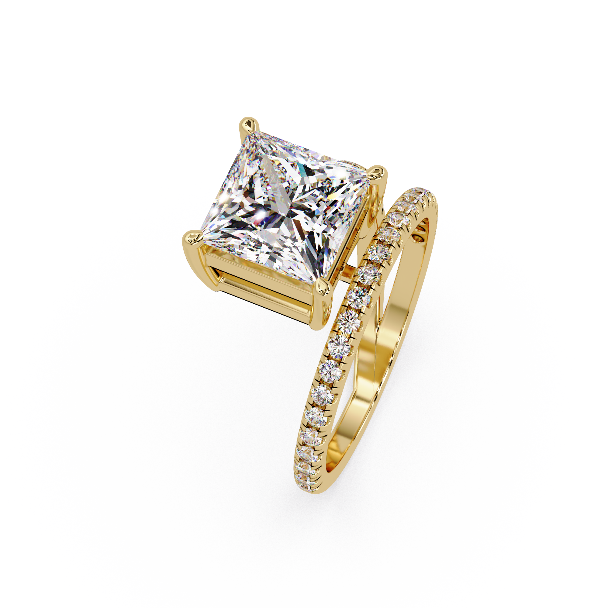 Princess Cut Diamond Split Shank Engagement Ring