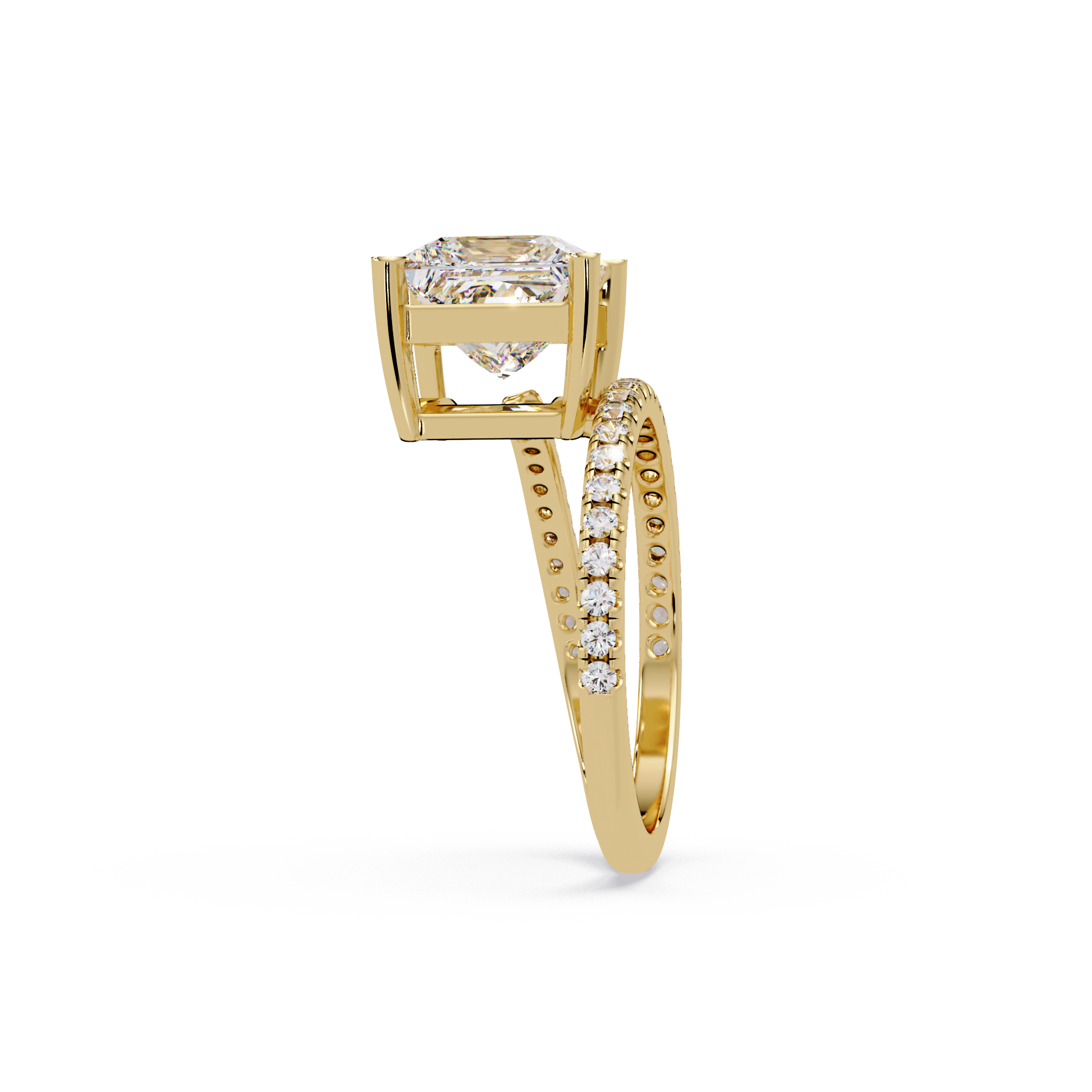 Princess Cut Diamond Split Shank Engagement Ring
