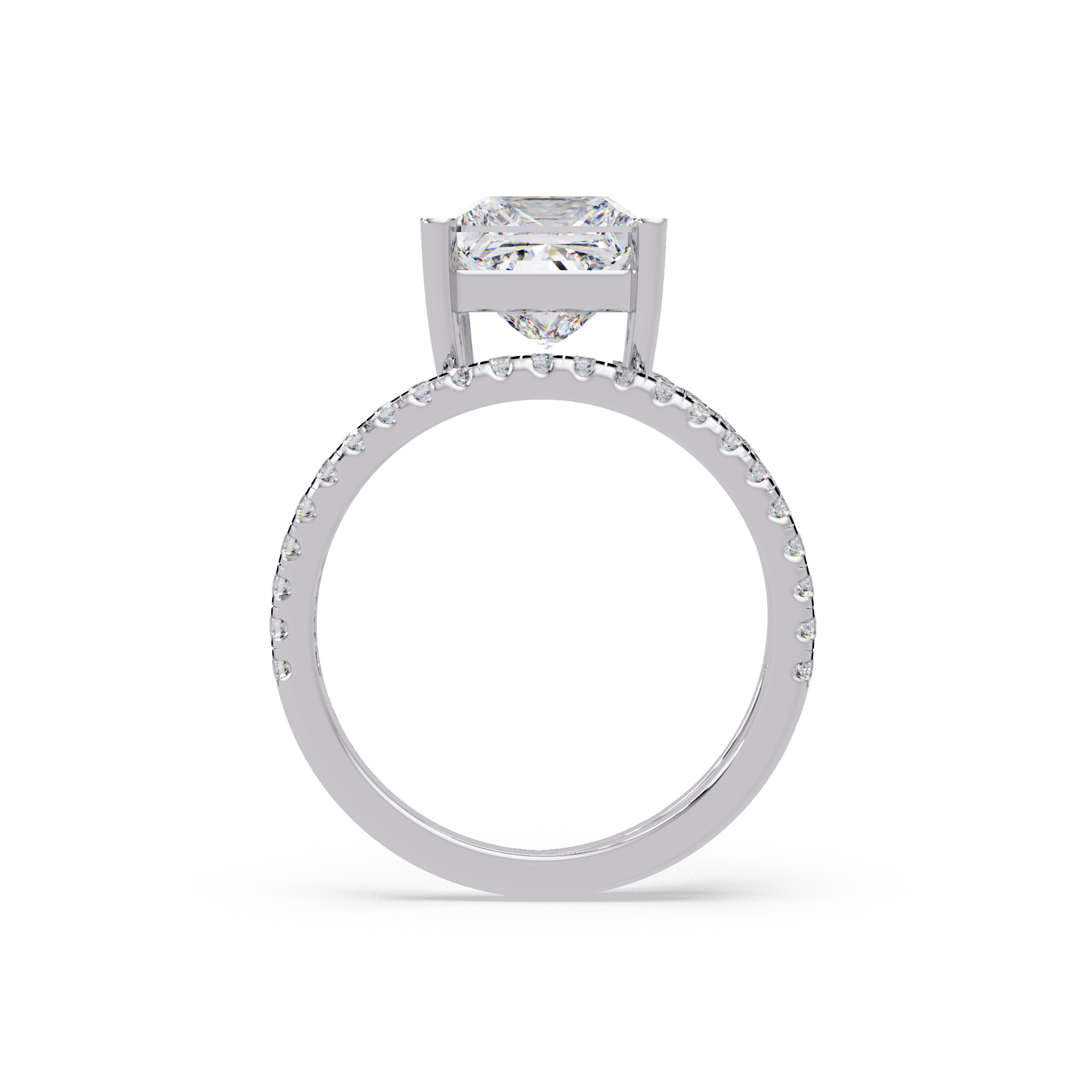 Princess Cut Diamond Split Shank Engagement Ring
