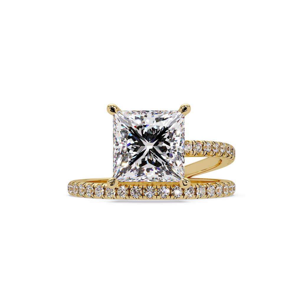Princess Cut Diamond Split Shank Engagement Ring