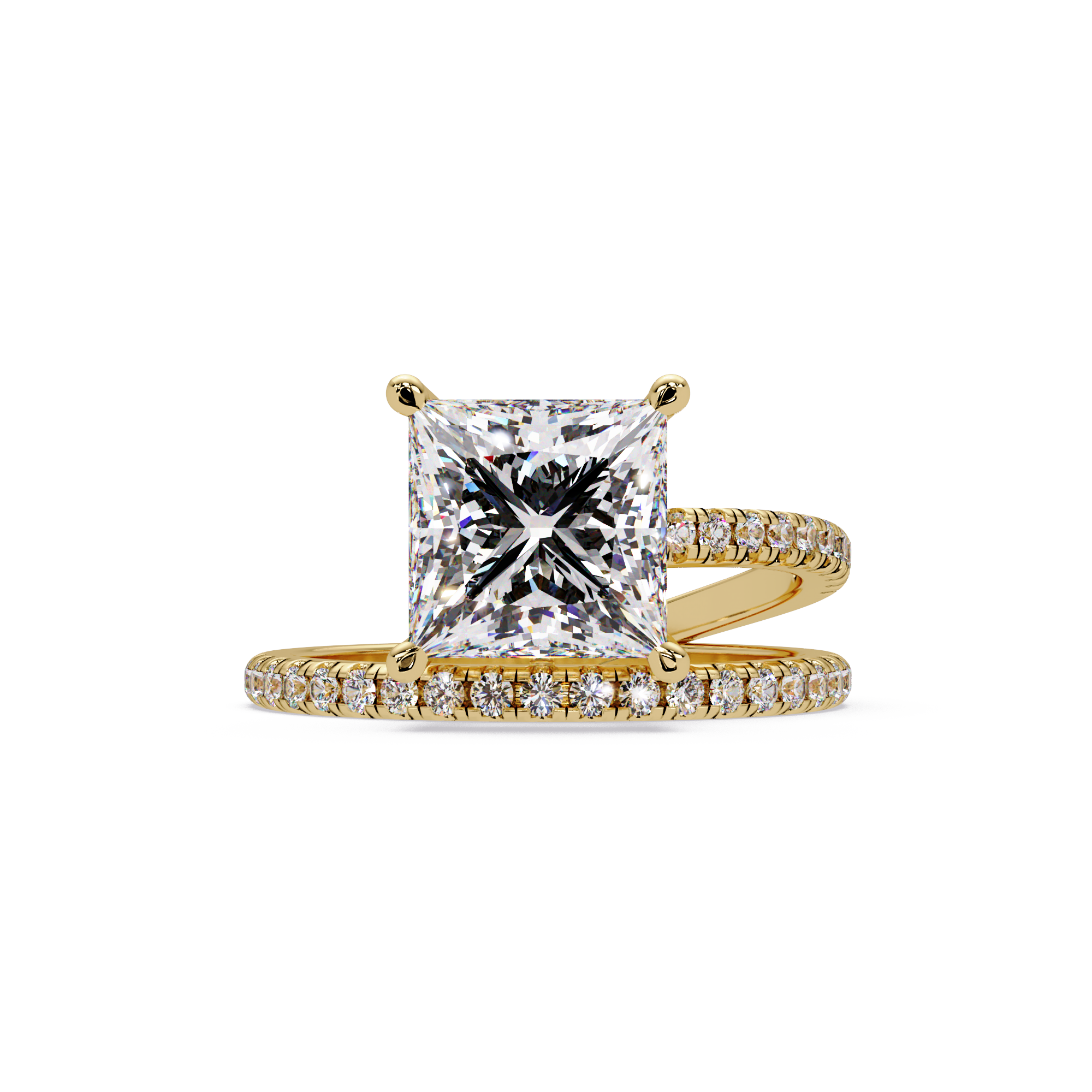 Princess Cut Diamond Split Shank Engagement Ring