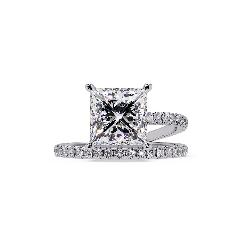 Princess Cut Diamond Split Shank Engagement Ring