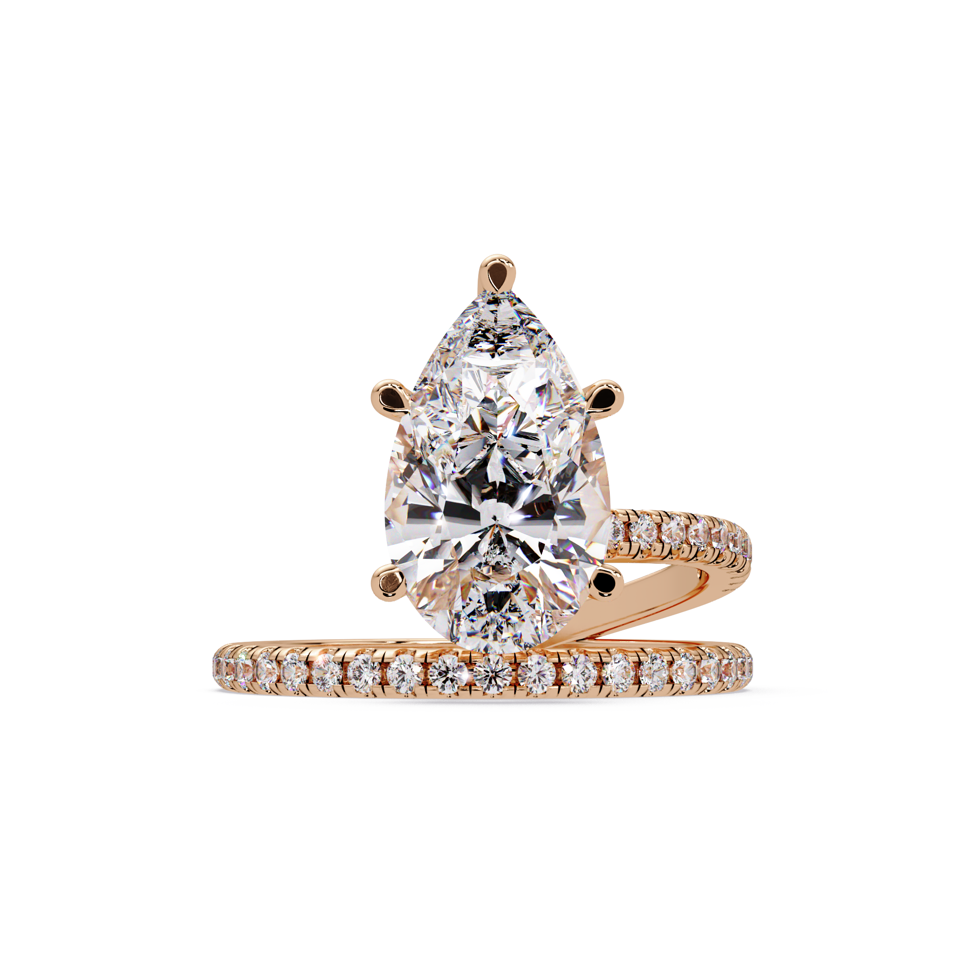 Pear Cut Diamond Split Shank Engagement Ring