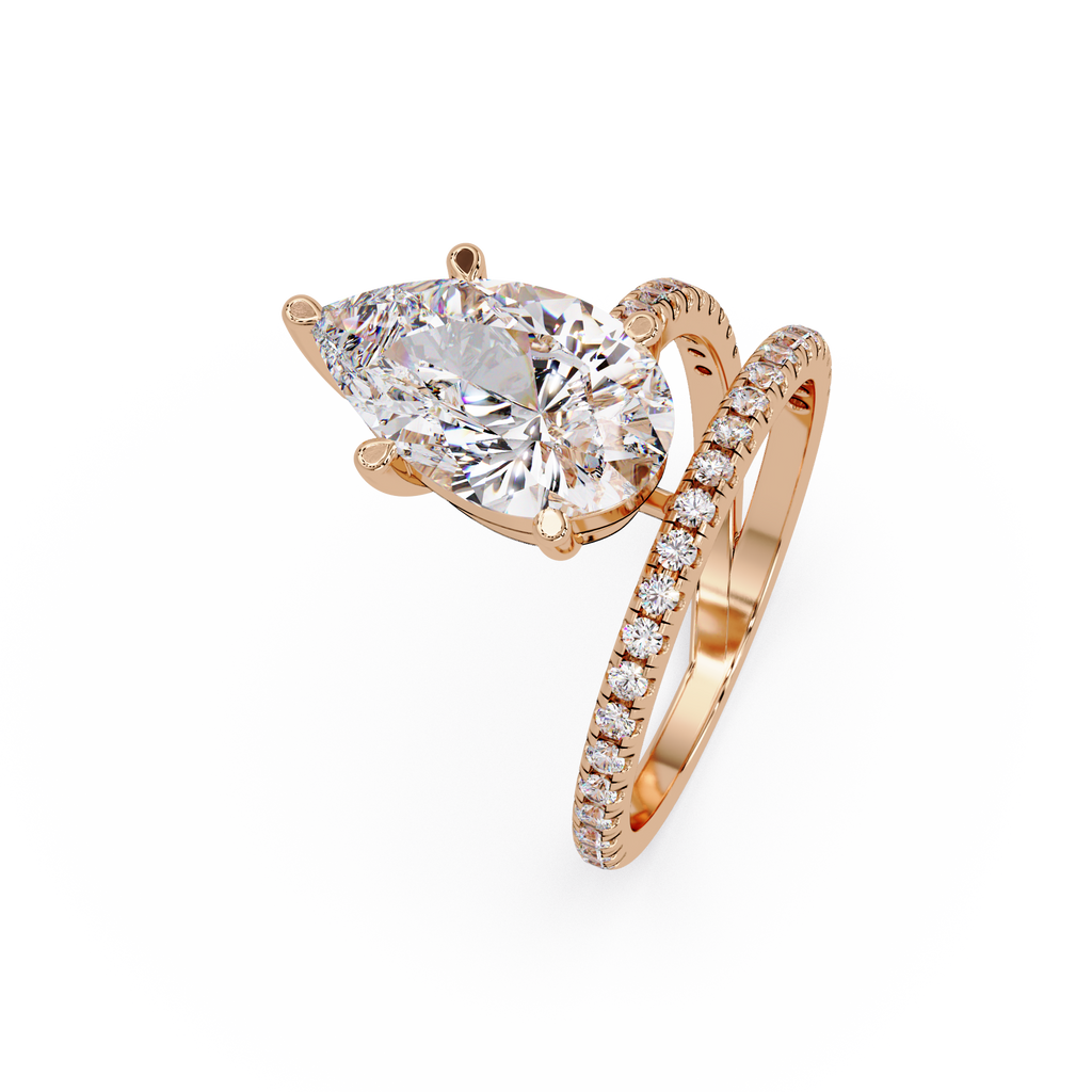 Pear Cut Diamond Split Shank Engagement Ring