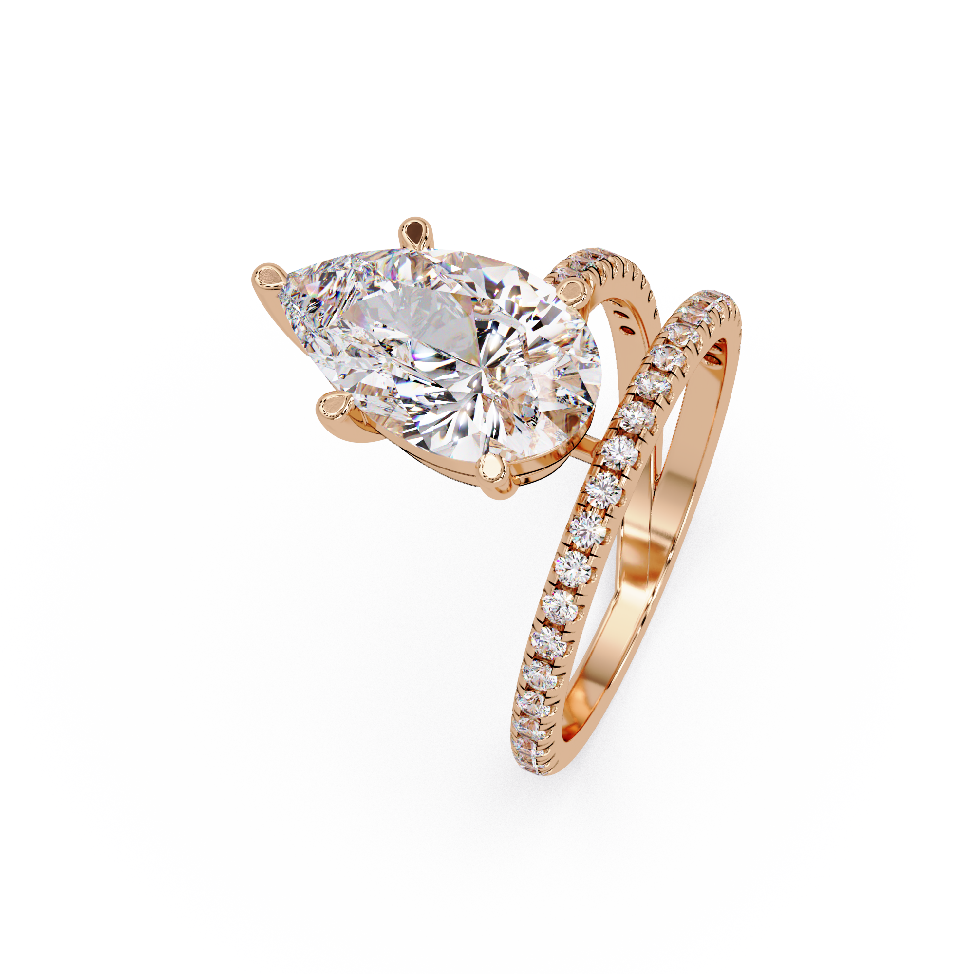 Pear Cut Diamond Split Shank Engagement Ring