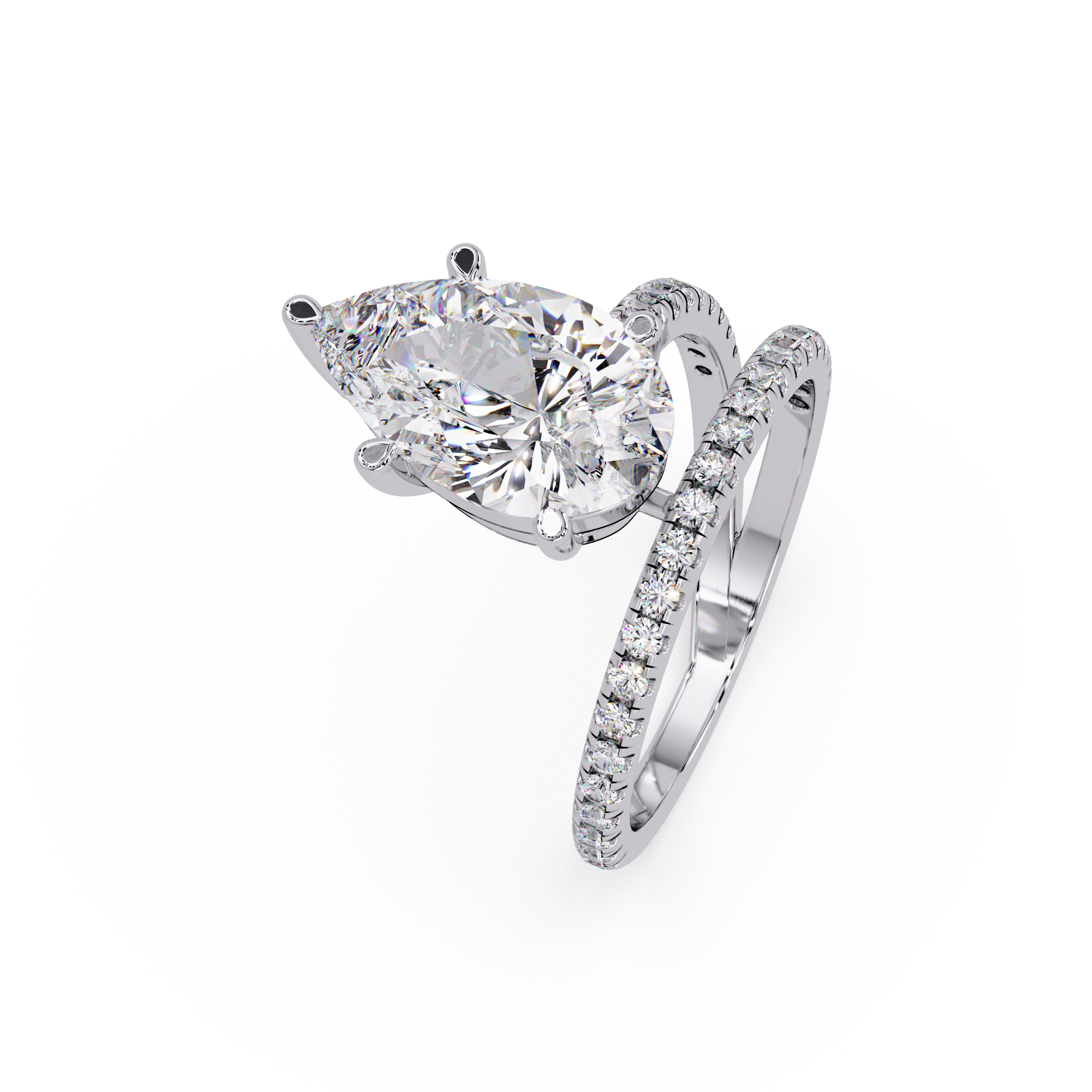 Pear Cut Diamond Split Shank Engagement Ring