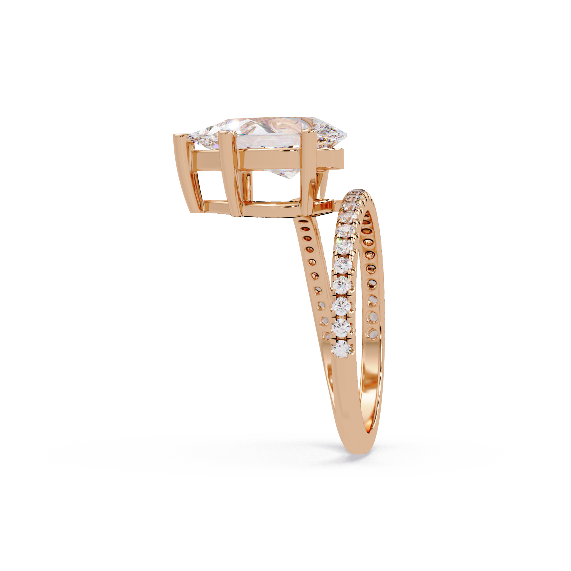 Pear Cut Diamond Split Shank Engagement Ring