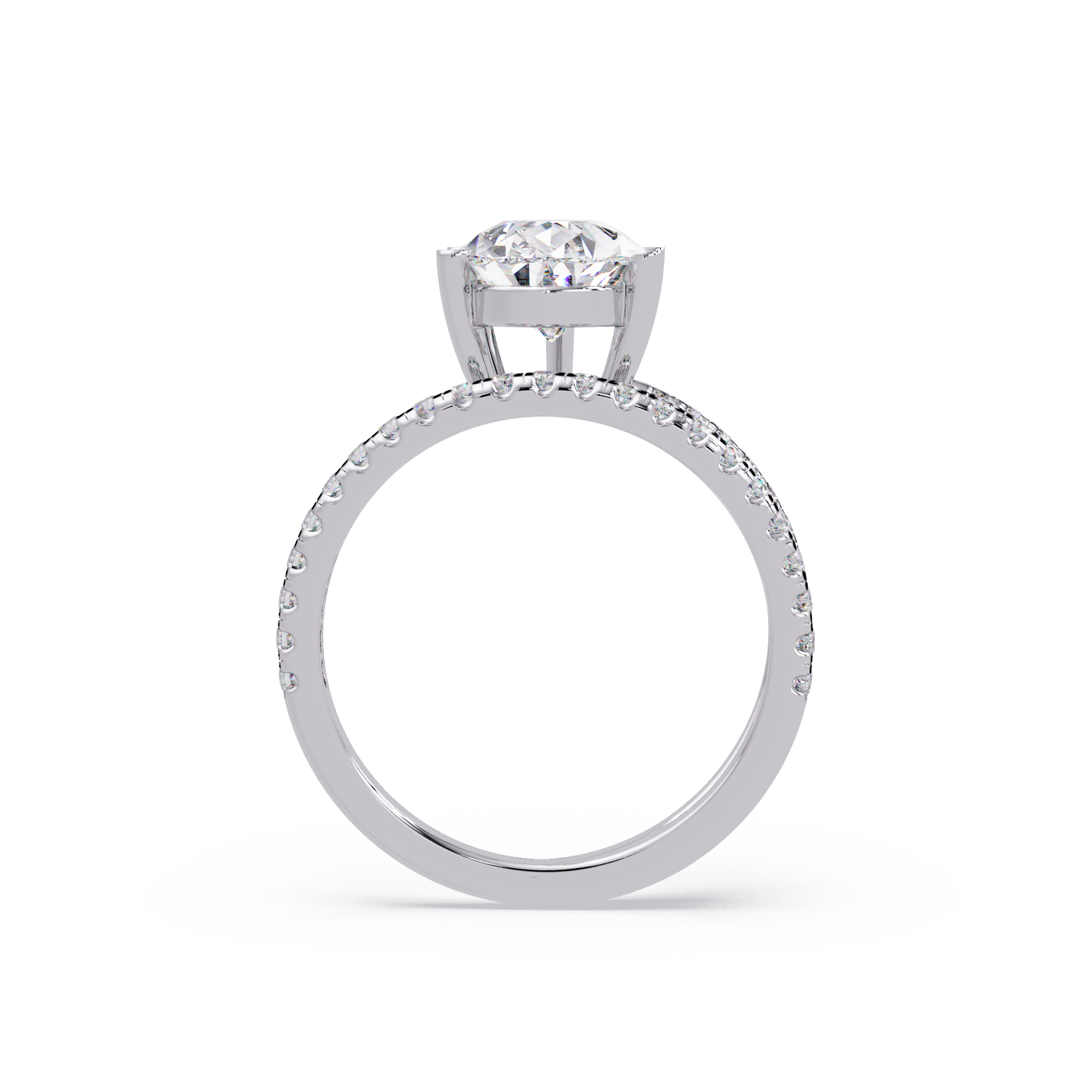 Pear Cut Diamond Split Shank Engagement Ring