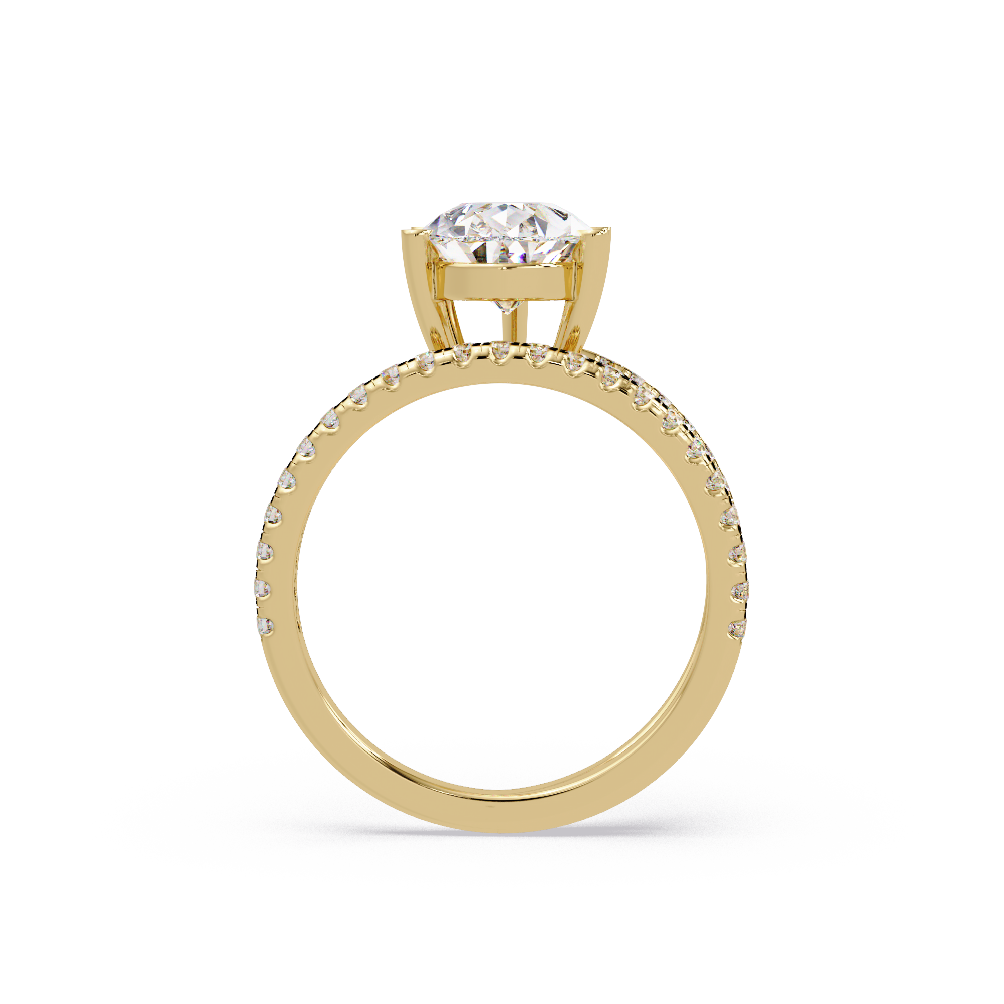 Pear Cut Diamond Split Shank Engagement Ring