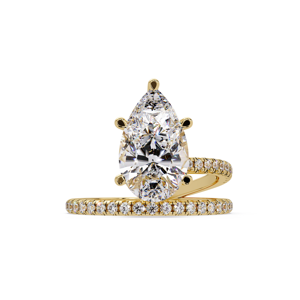 Pear Cut Diamond Split Shank Engagement Ring