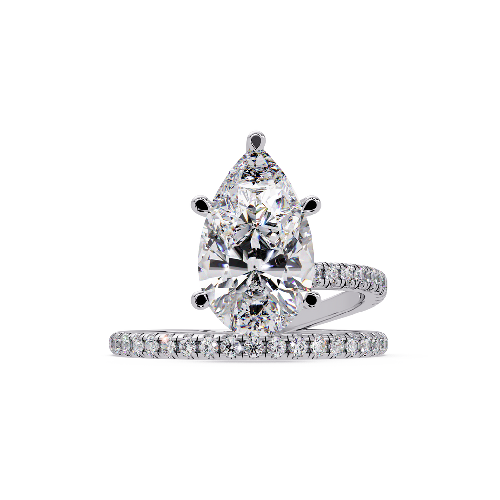 Pear Cut Diamond Split Shank Engagement Ring