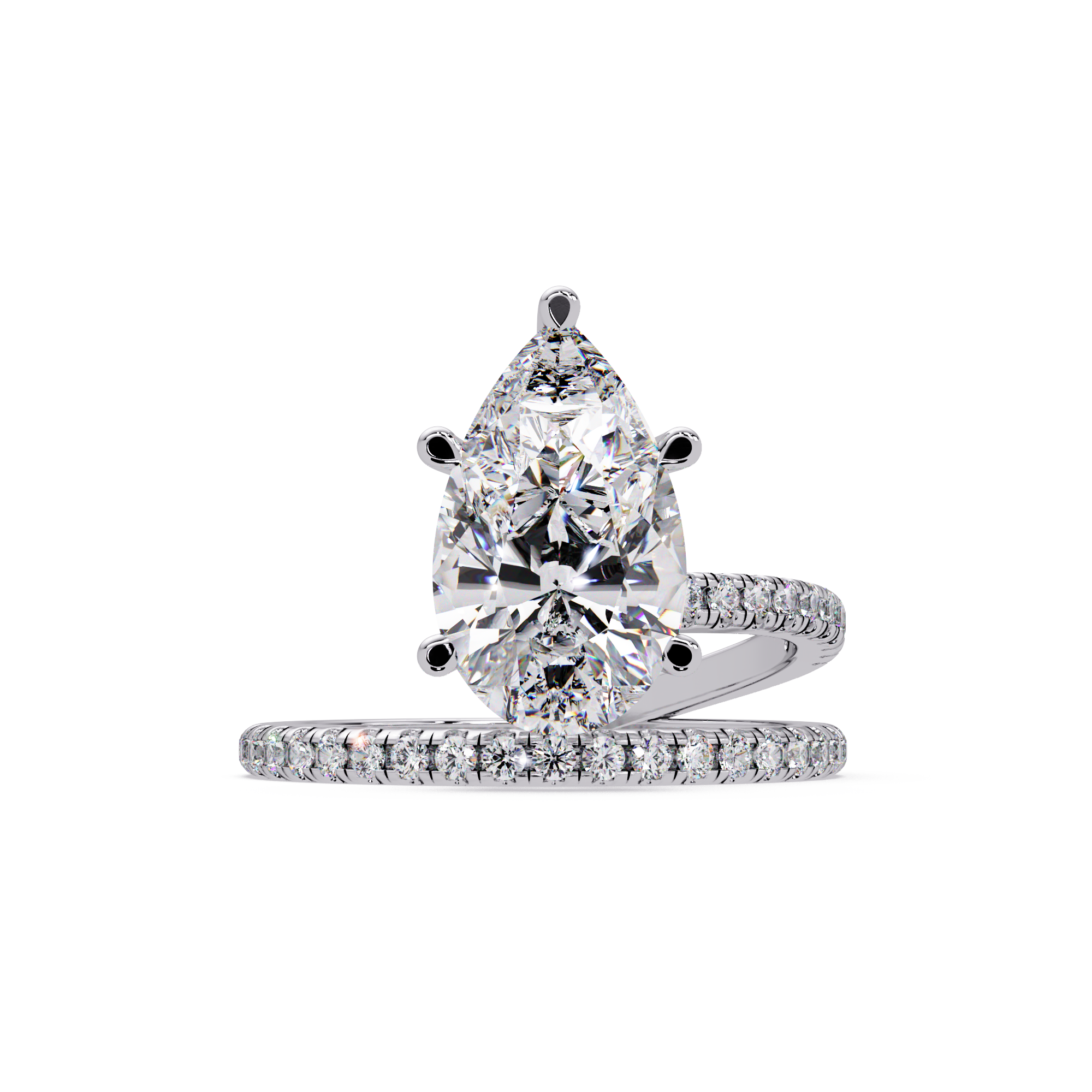 Pear Cut Diamond Split Shank Engagement Ring