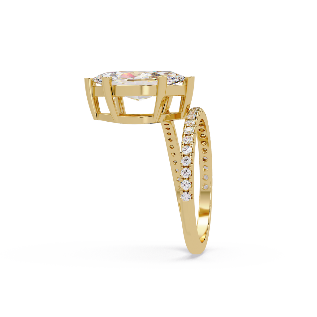 Marquise & Round Cut Diamond Bypass Engagement Ring