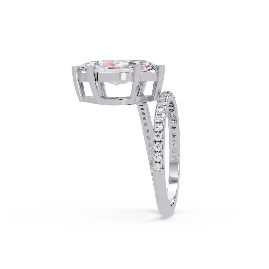 Marquise & Round Cut Diamond Bypass Engagement Ring