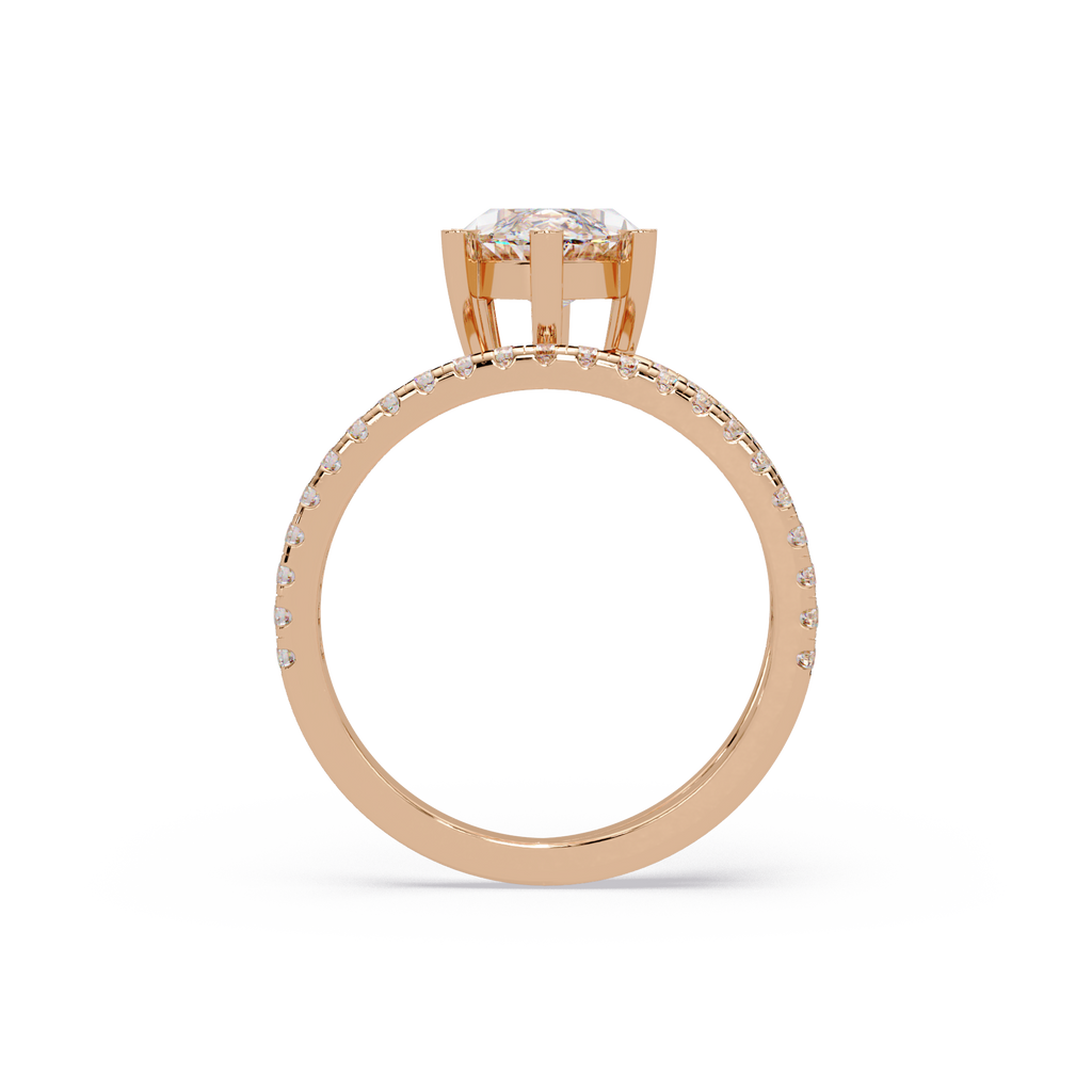 Marquise & Round Cut Diamond Bypass Engagement Ring