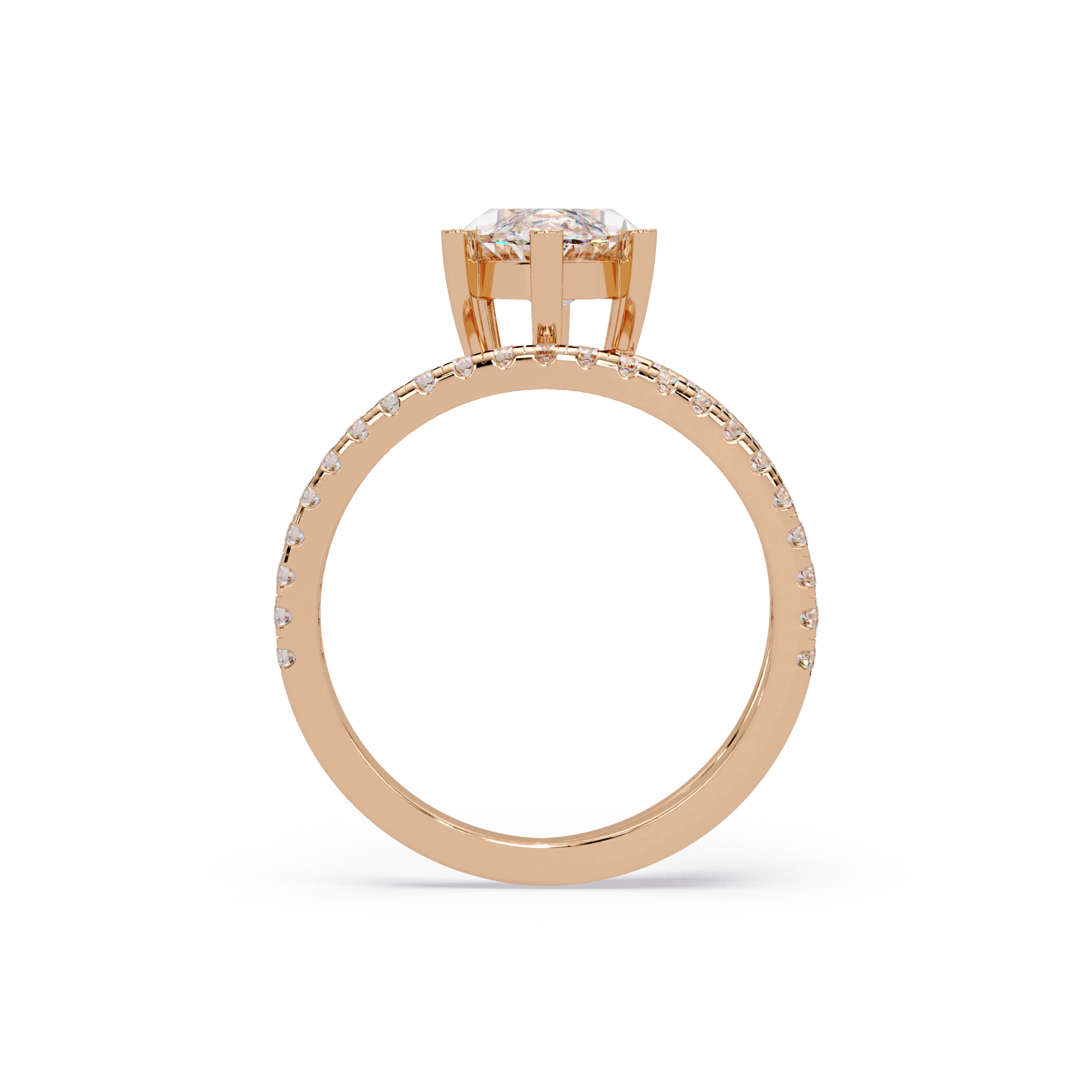 Marquise & Round Cut Diamond Bypass Engagement Ring