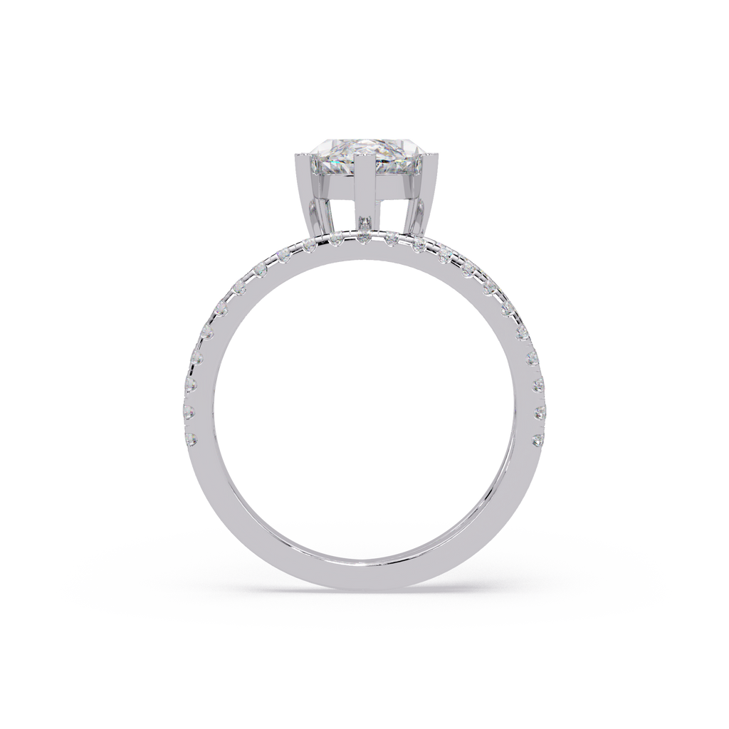 Marquise & Round Cut Diamond Bypass Engagement Ring
