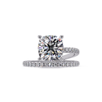 Cushion Square & Round Cut Diamond Bypass Engagement Ring