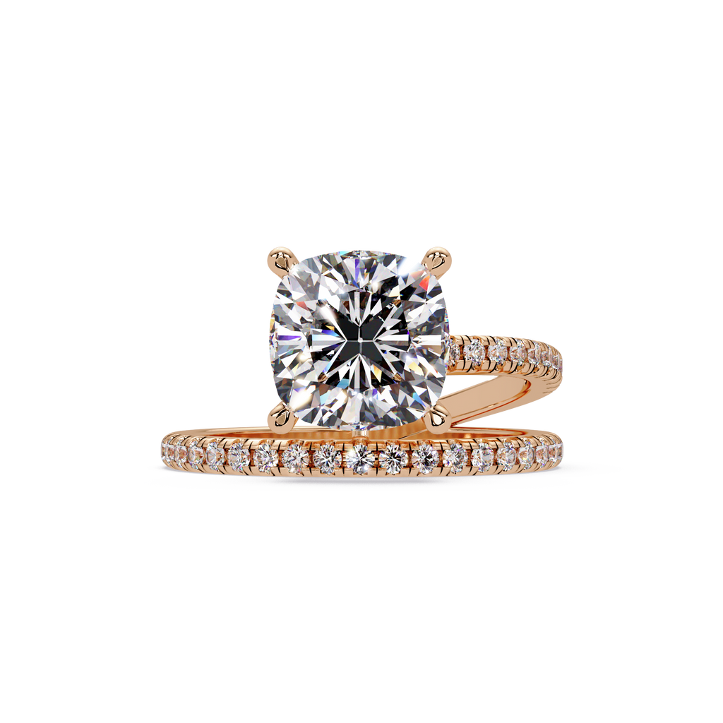 Cushion Square & Round Cut Diamond Bypass Engagement Ring
