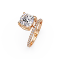 Cushion Square & Round Cut Diamond Bypass Engagement Ring