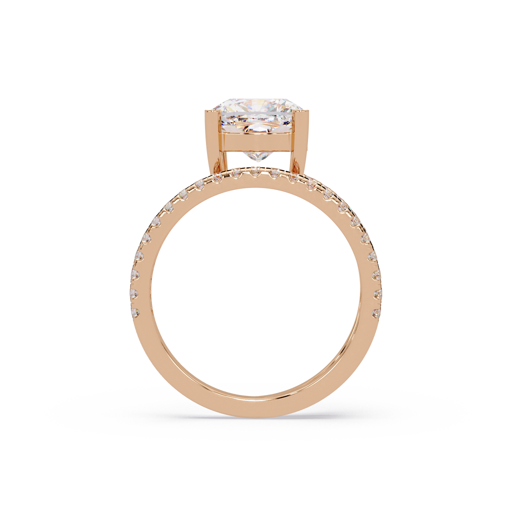 Cushion Square & Round Cut Diamond Bypass Engagement Ring