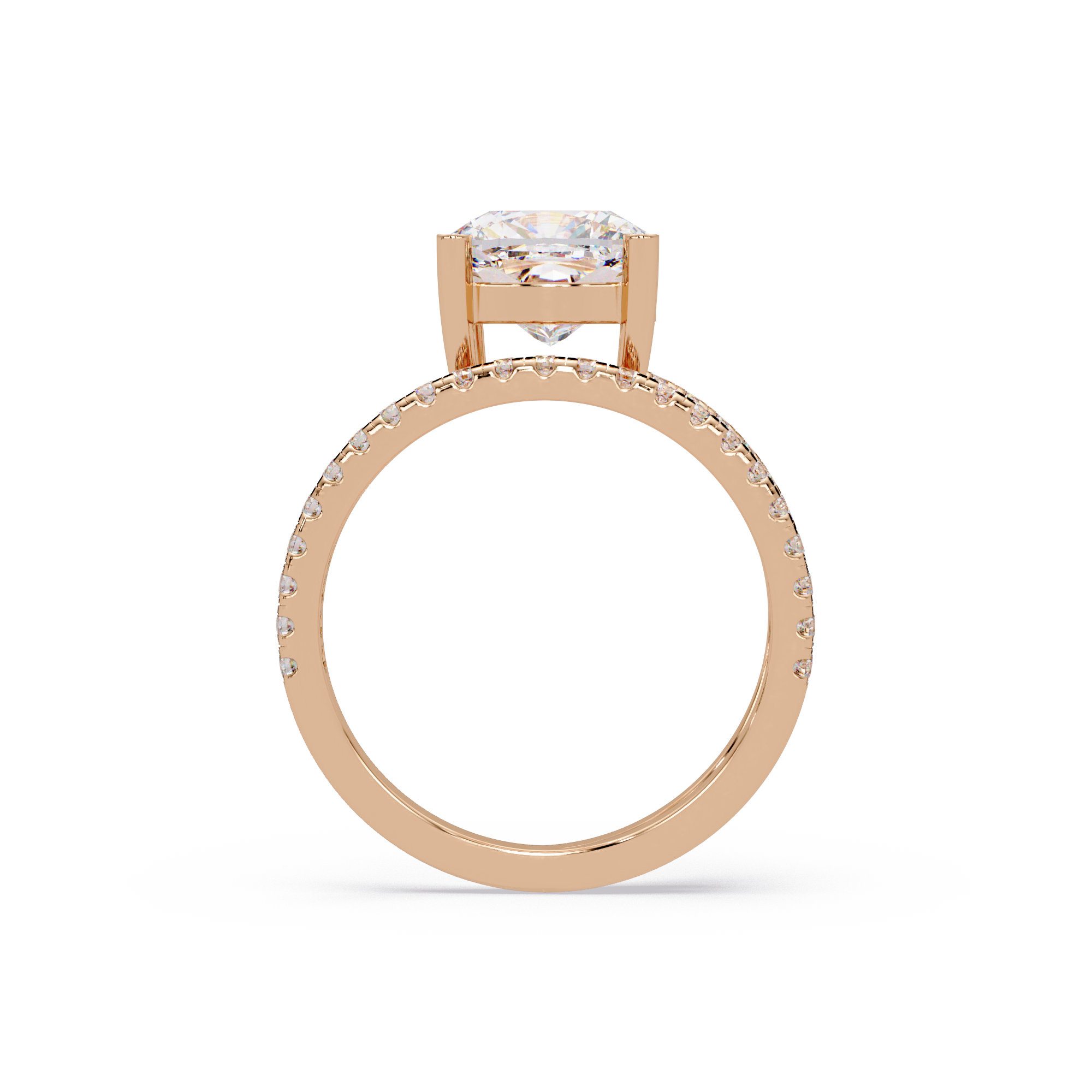 Cushion Square & Round Cut Diamond Bypass Engagement Ring