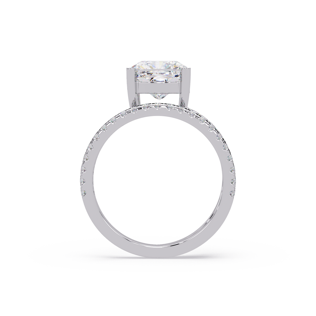 Cushion Square & Round Cut Diamond Bypass Engagement Ring