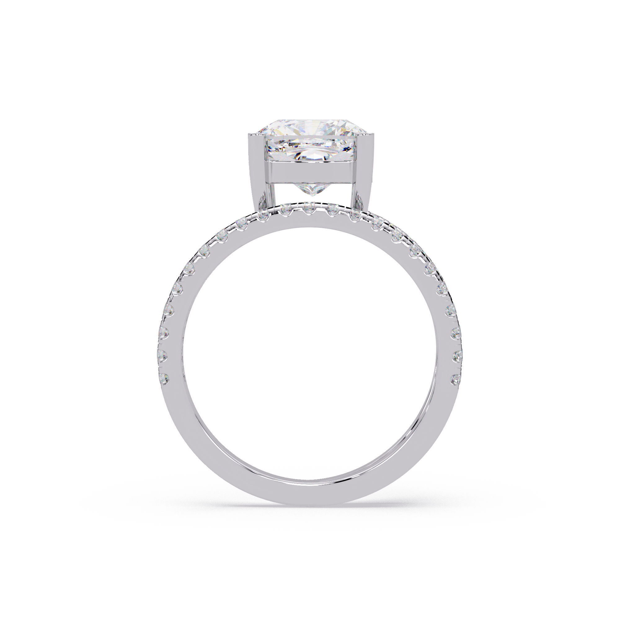 Cushion Square & Round Cut Diamond Bypass Engagement Ring