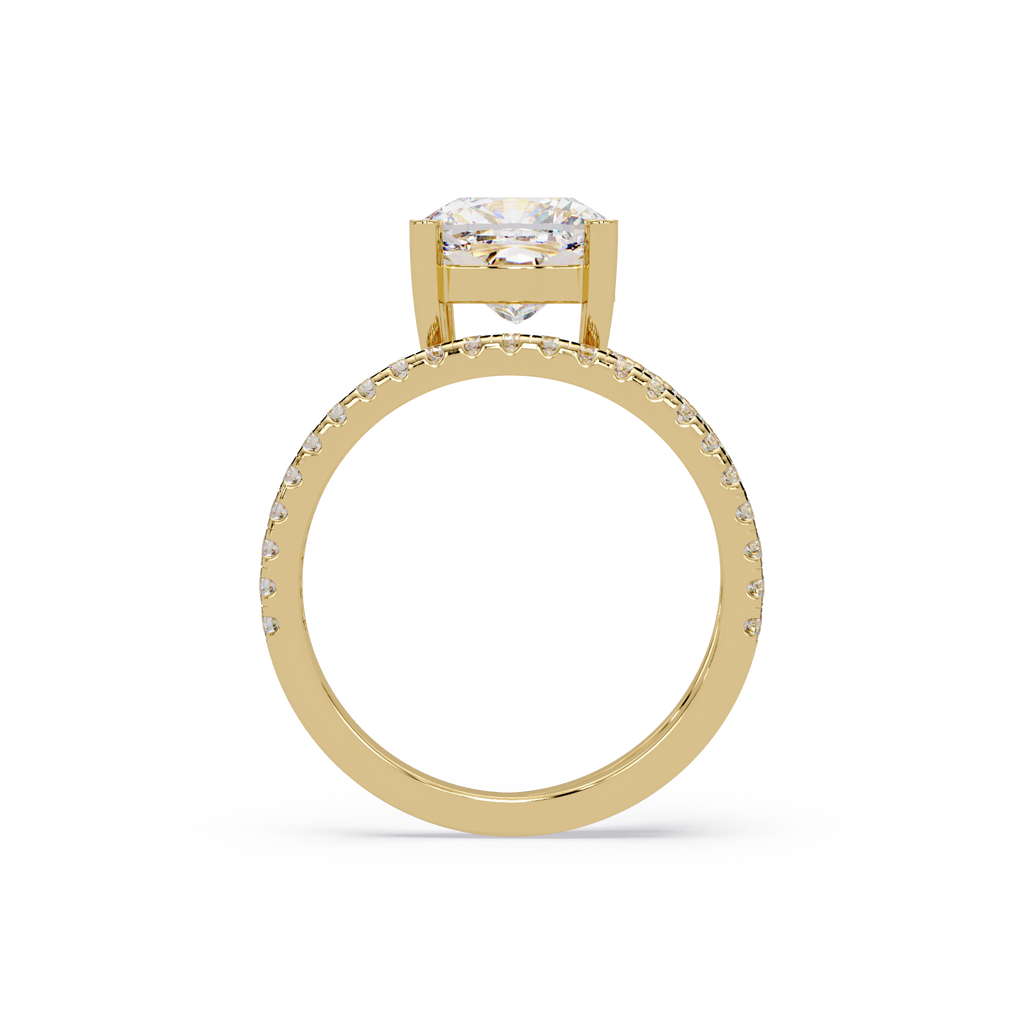 Cushion Square & Round Cut Diamond Bypass Engagement Ring