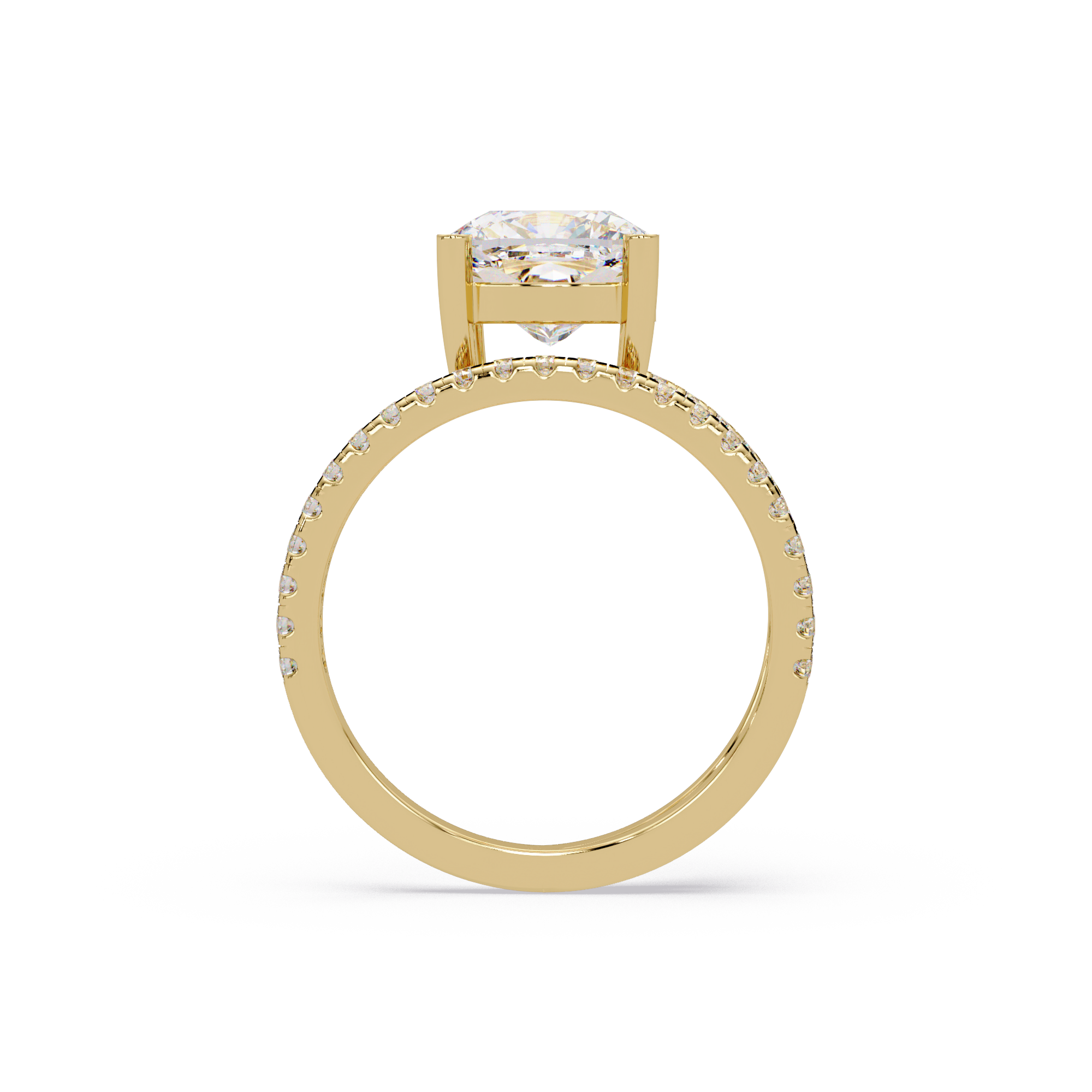 Cushion Square & Round Cut Diamond Bypass Engagement Ring